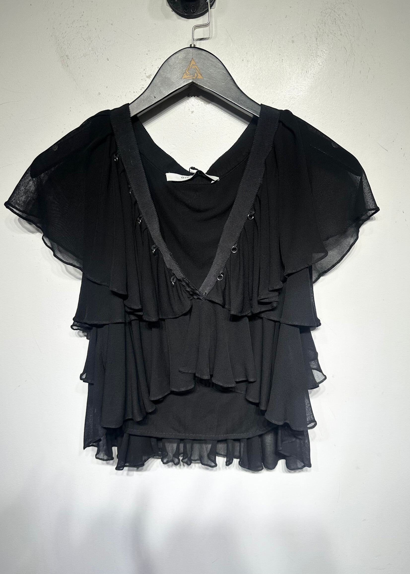 Givenchy Blak Ruched Blouse Fem M AS IS