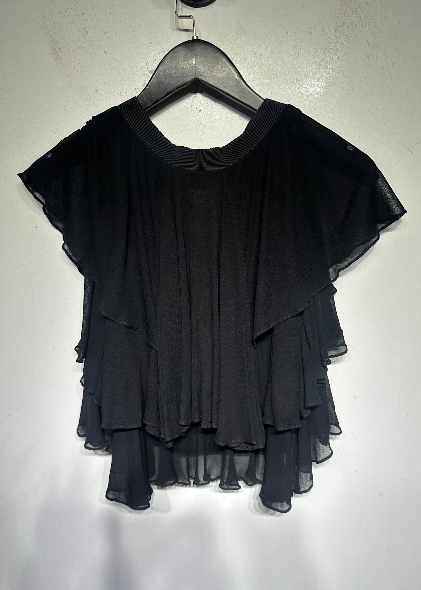 Givenchy Blak Ruched Blouse Fem M AS IS
