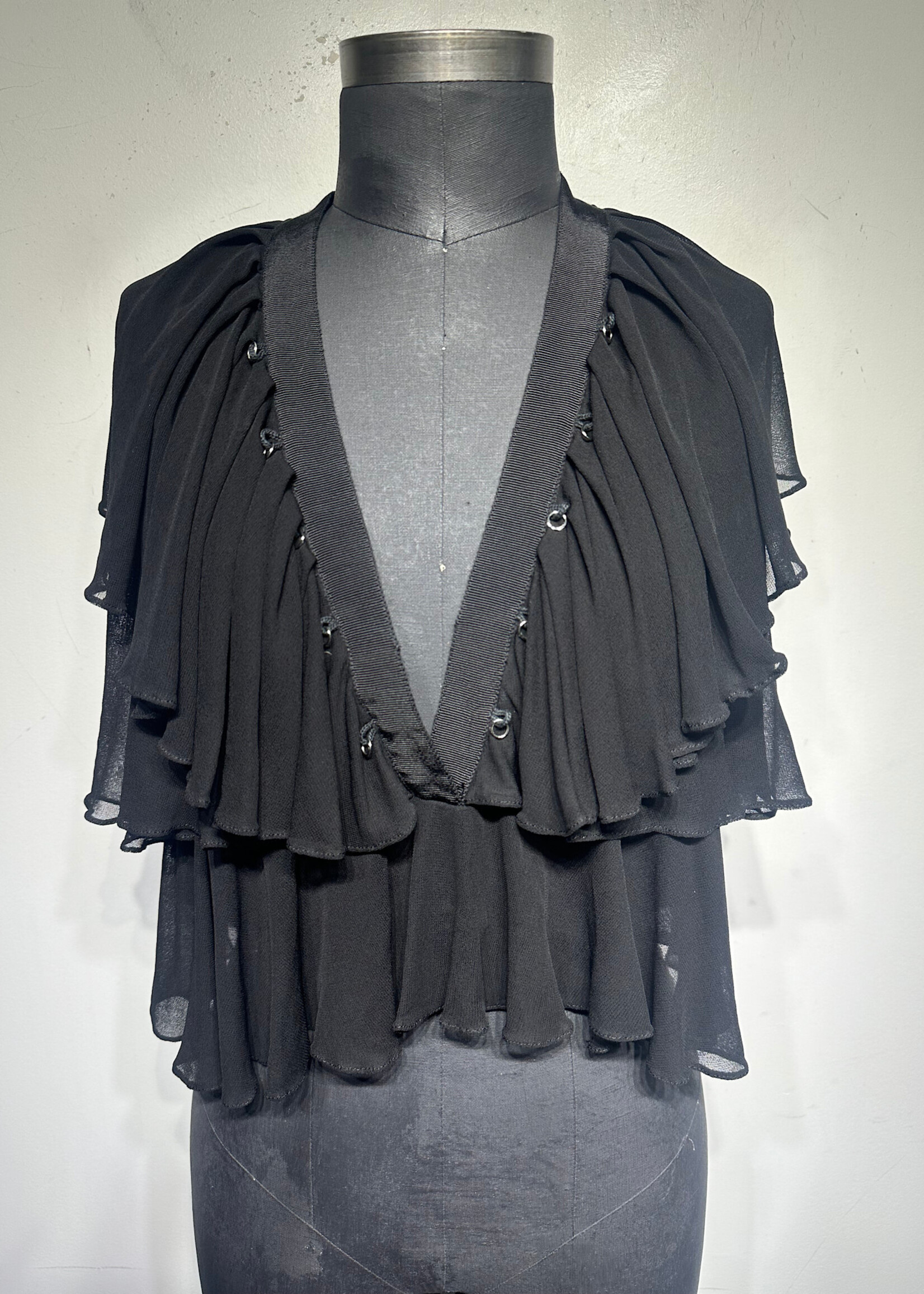 Givenchy Blak Ruched Blouse Fem M AS IS