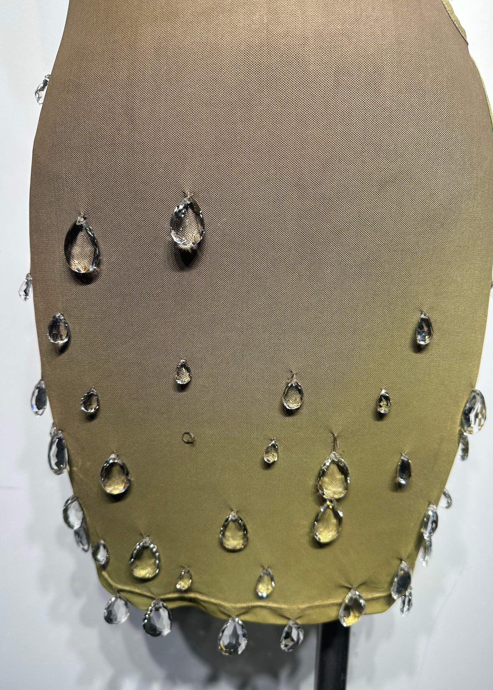 GCDS Brown / Green Dress w Crystal Droplets Fem M AS IS