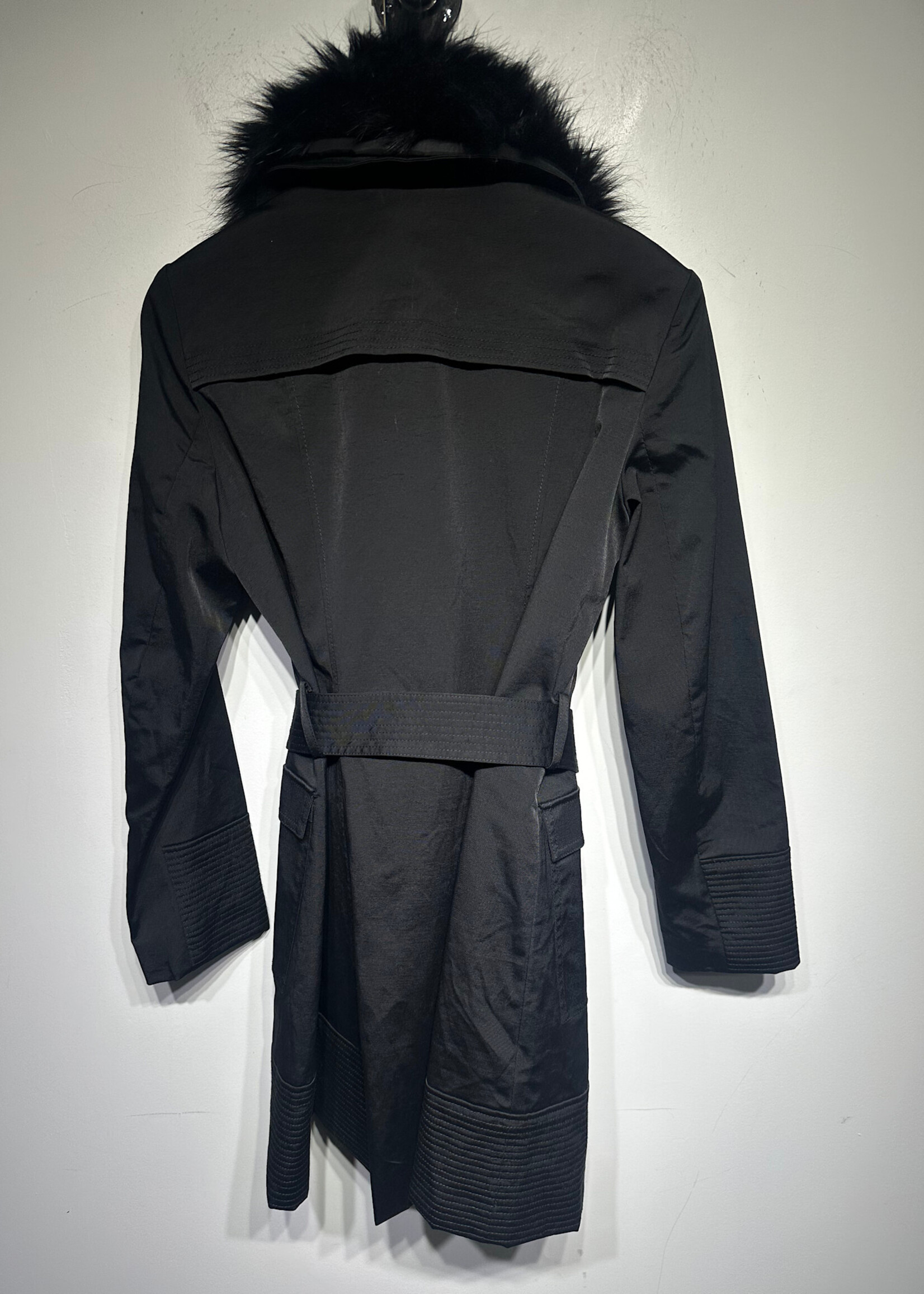 NY & CO Black Fur Trim Coat M