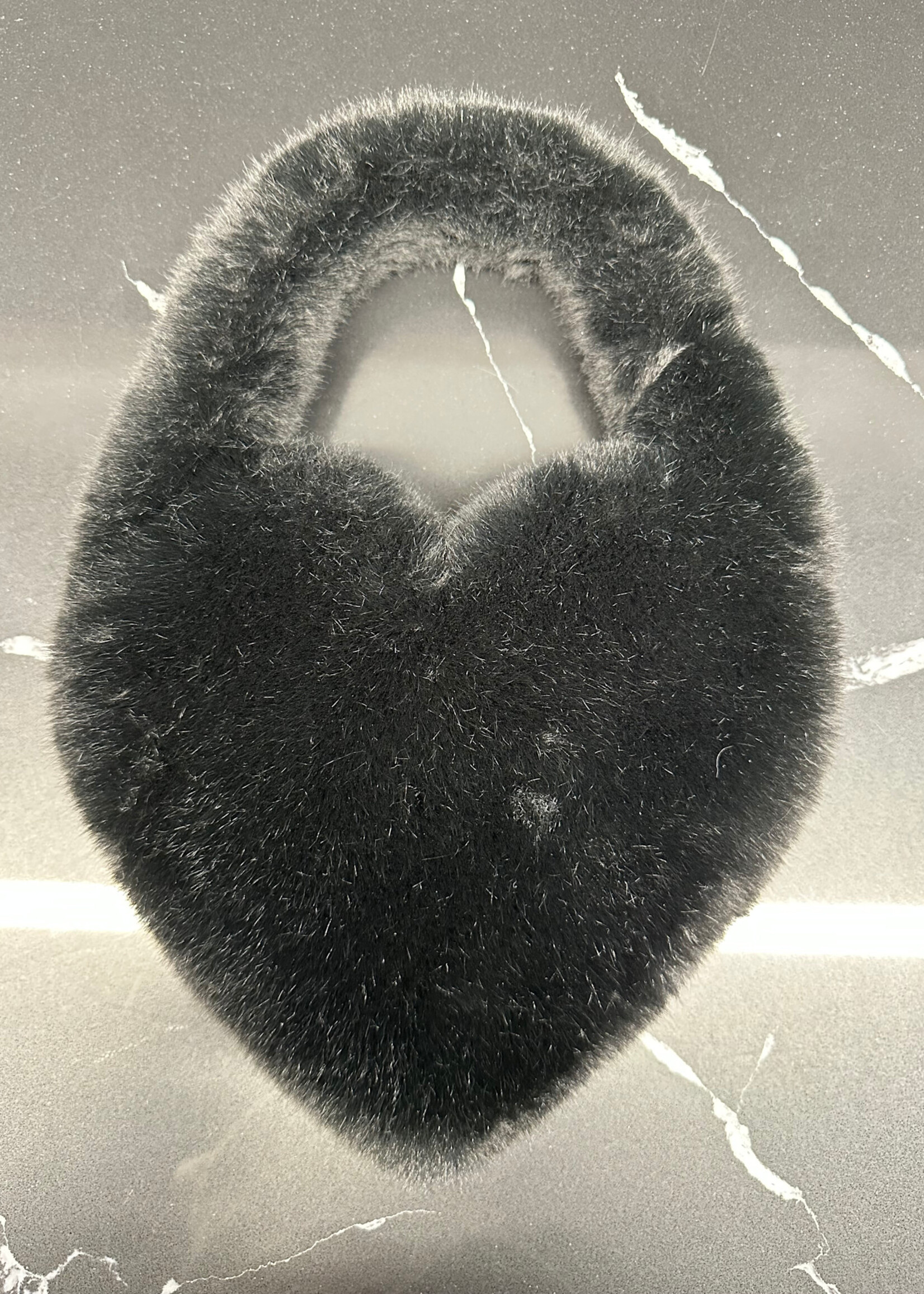 Blumarine Black Fuzzy Heart Bag OS