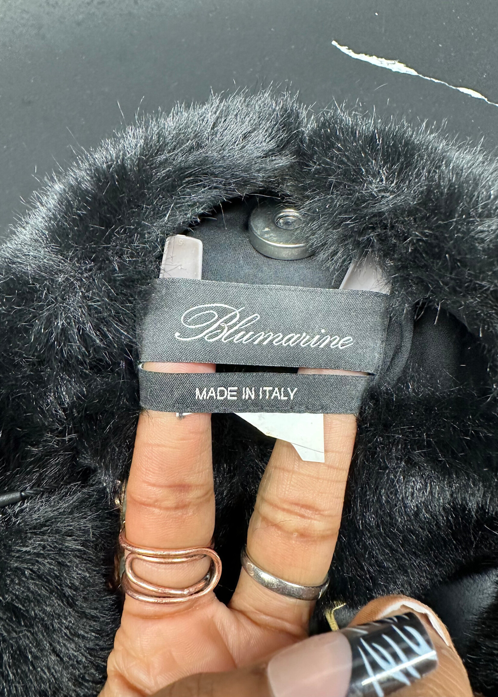 Blumarine Black Fuzzy Heart Bag OS