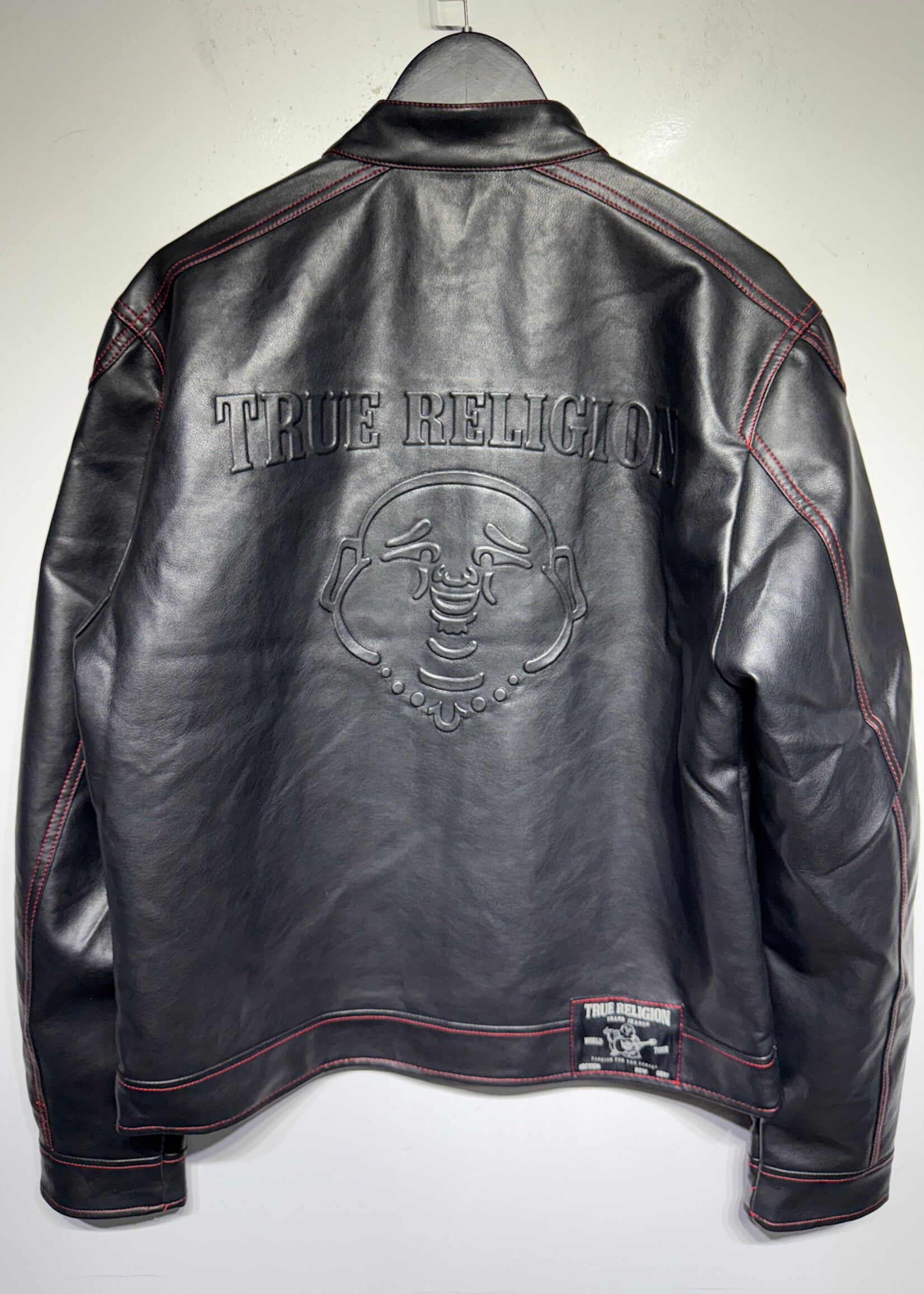 True Religion NWT Black Faux Leather Café Racer M
