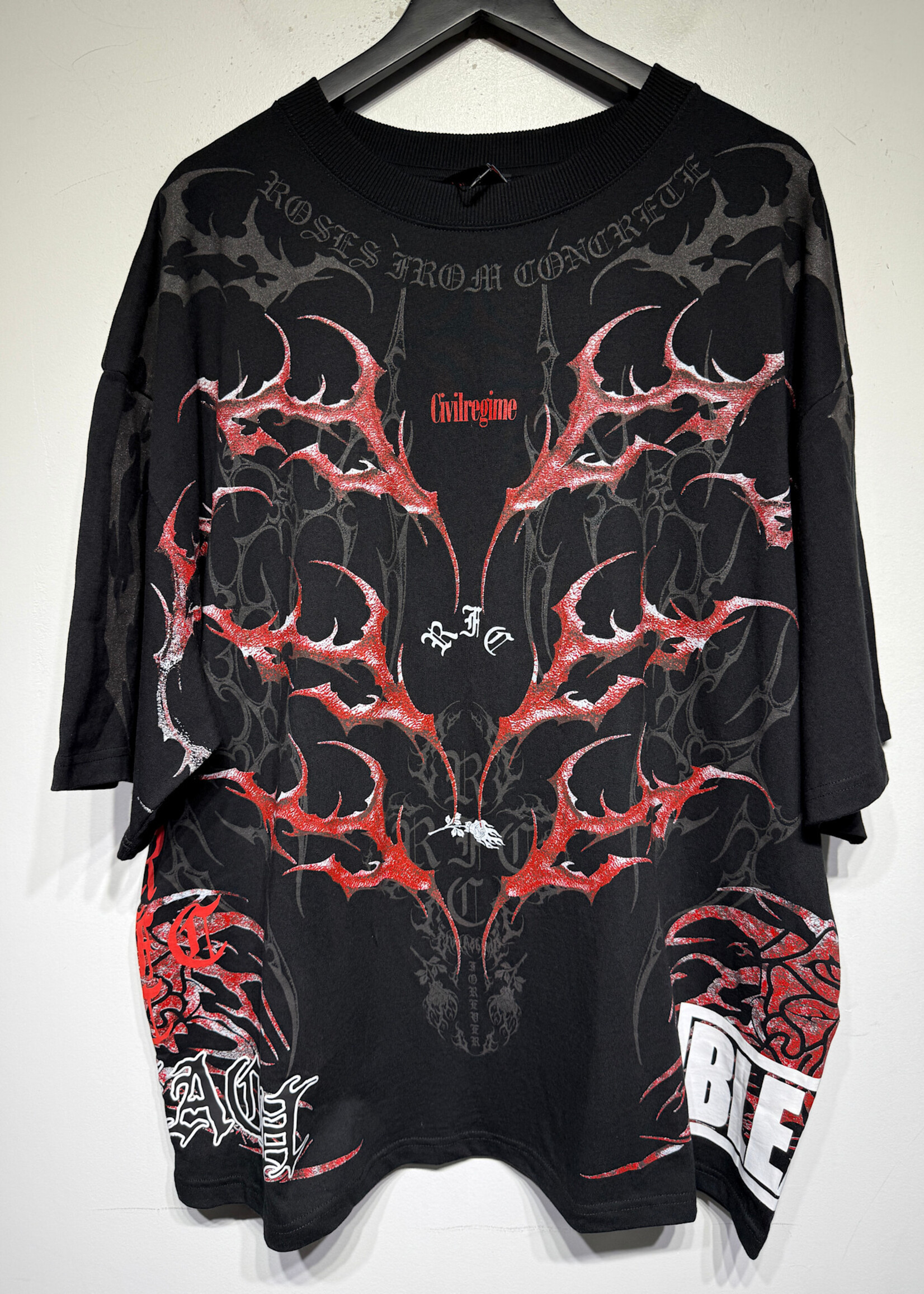 Civil Regime NWT Black/Red Bleach AOP Tee XL