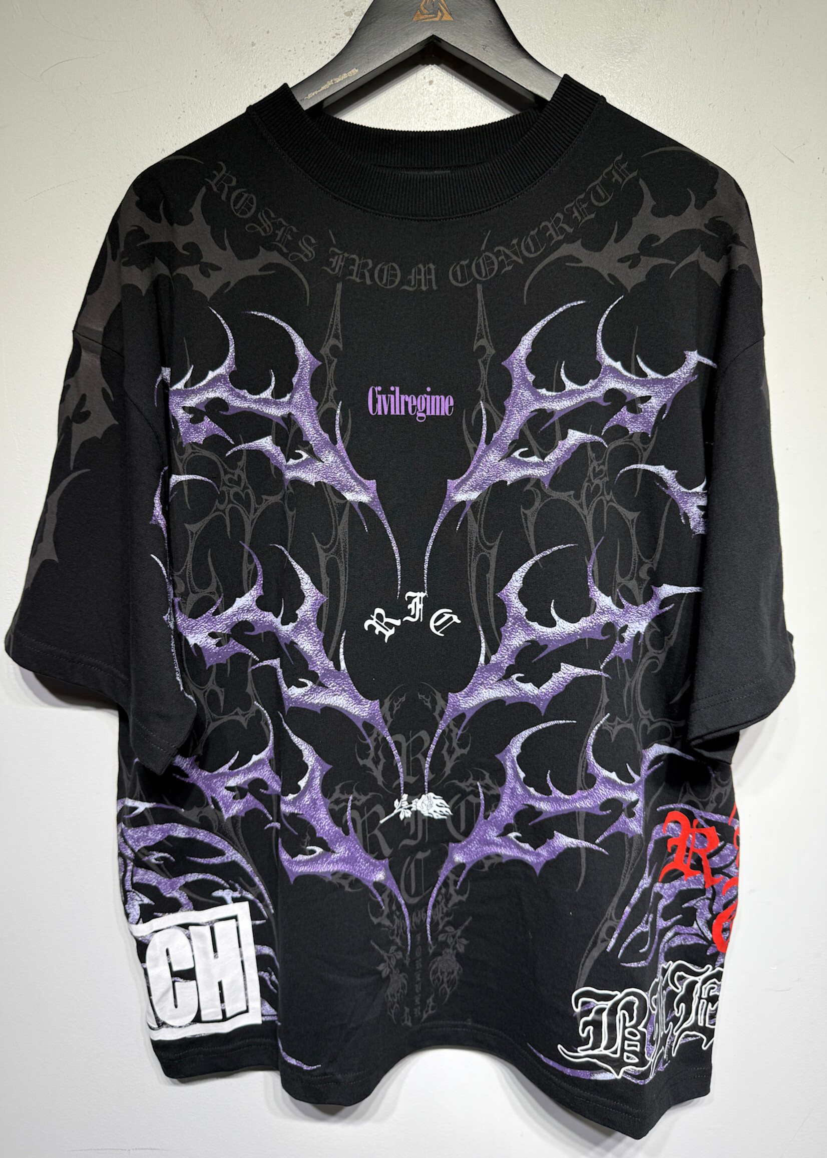Civil Regime NWT Black/Purple Bleach AOP Tee M
