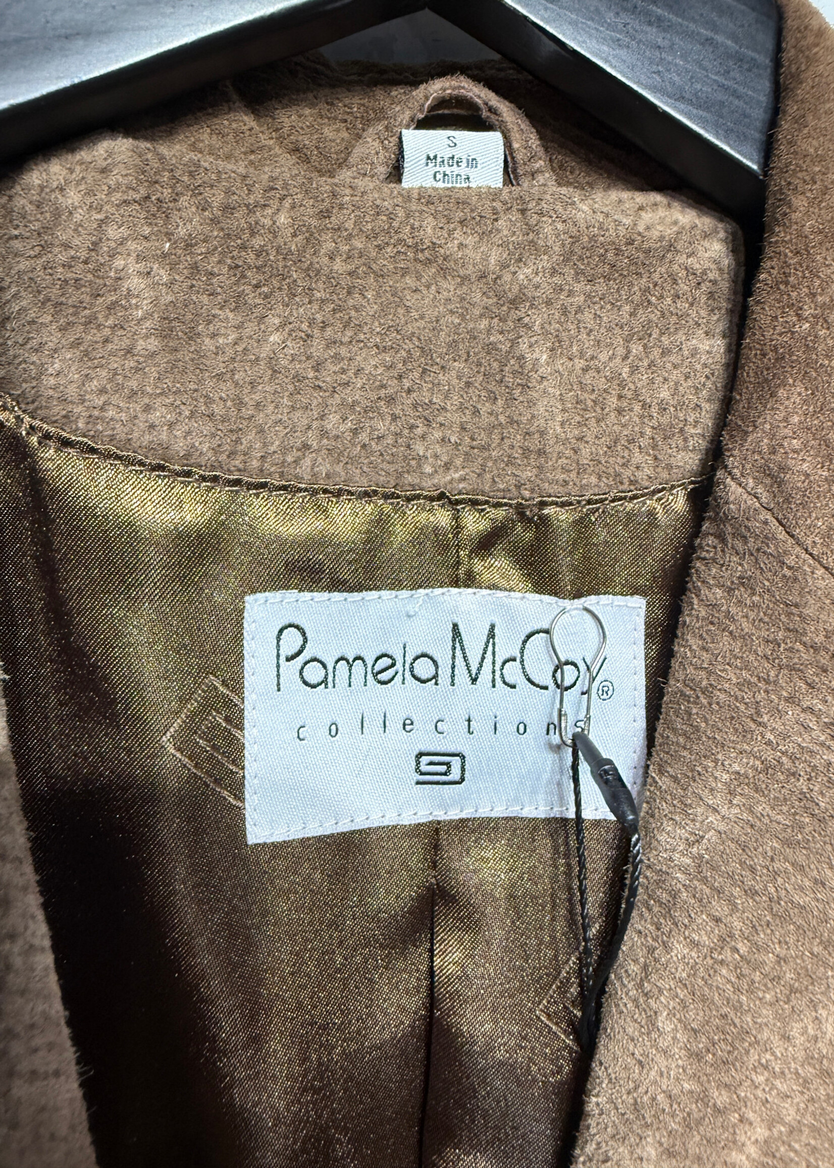 Pamela McCoy Brown Suede White Stitch Jacket Fem S