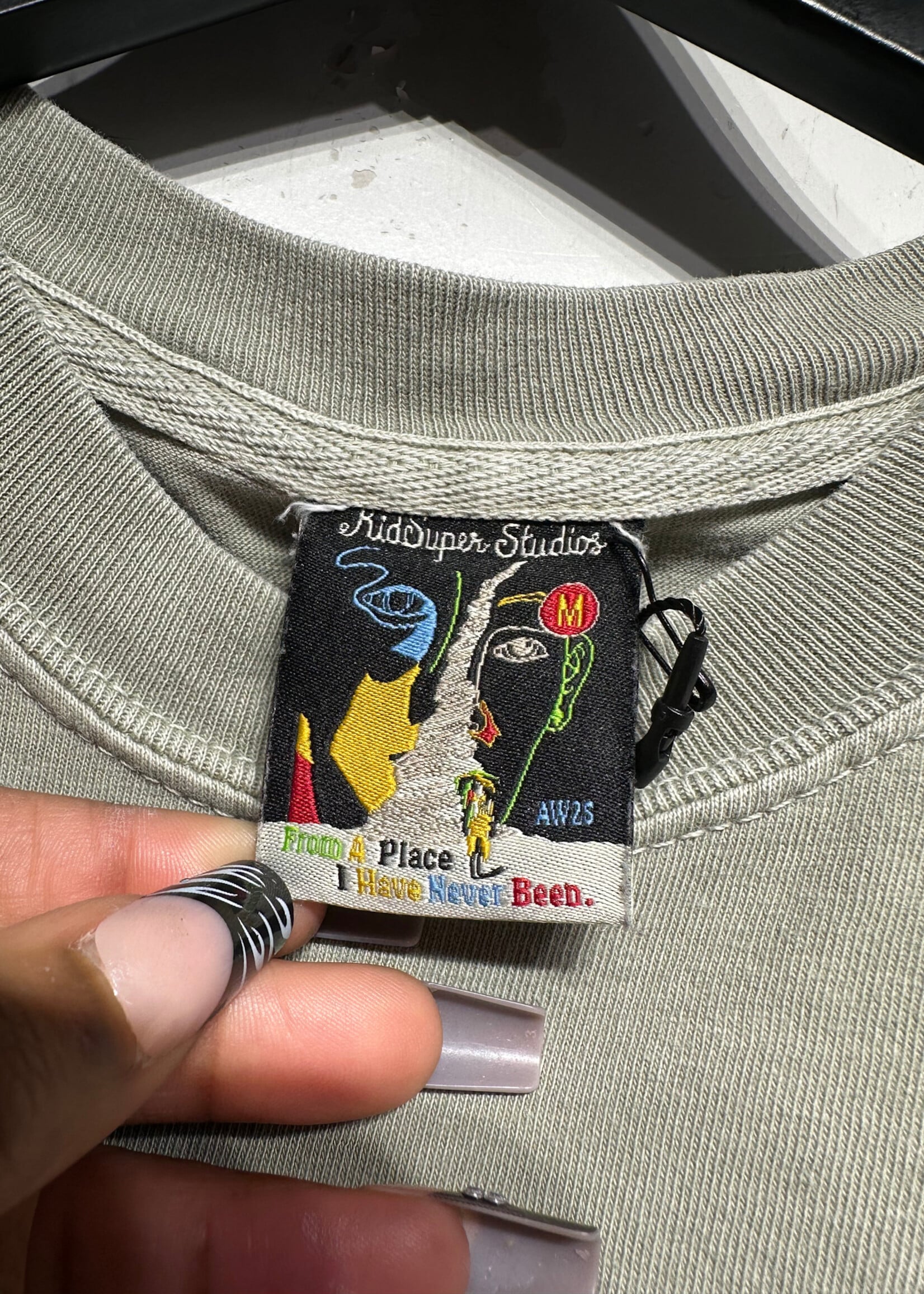 Kid Super Greyish Green Logo Tee M