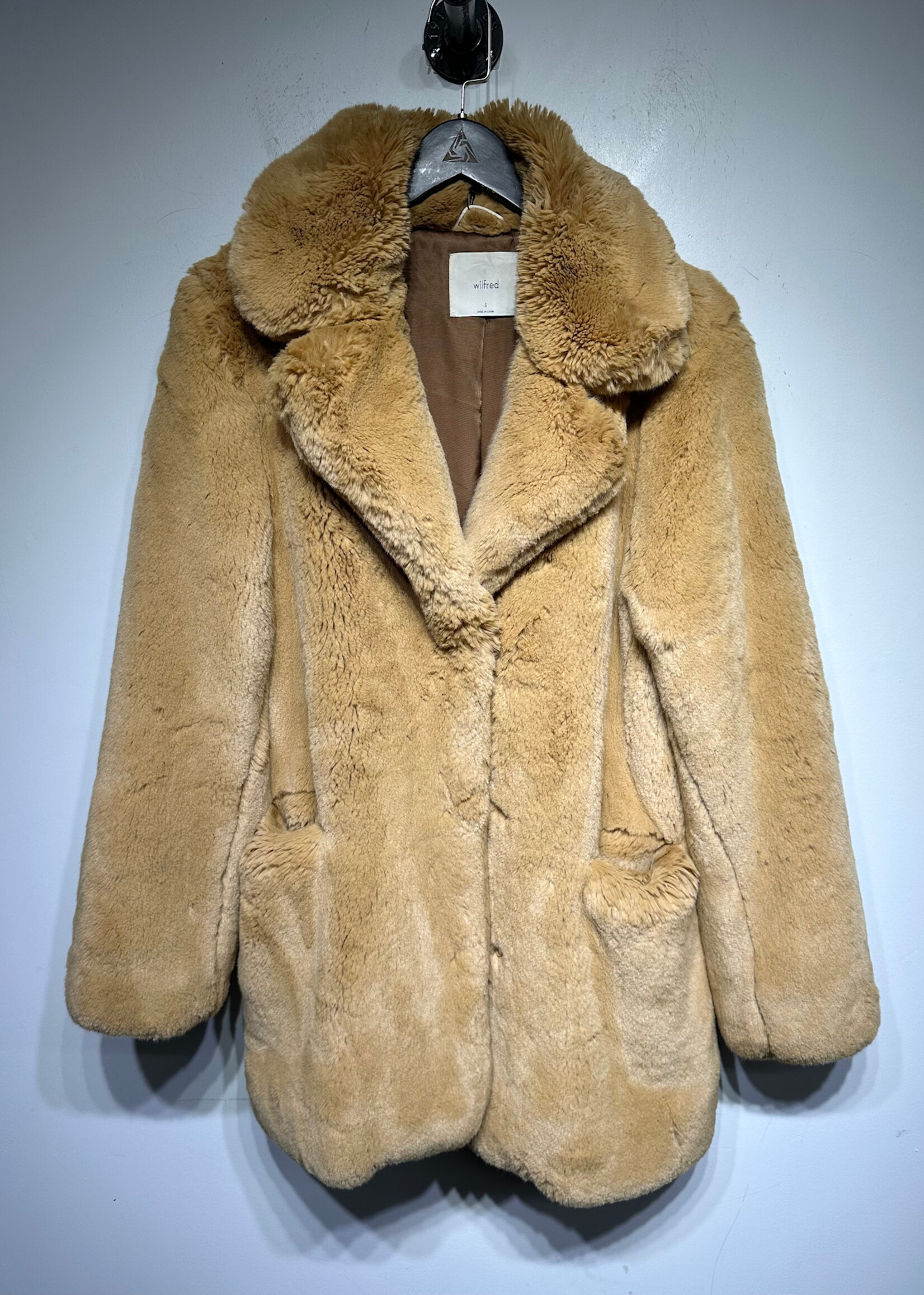 Wilfred Brown Faux Fur Midi Jacket S Fem