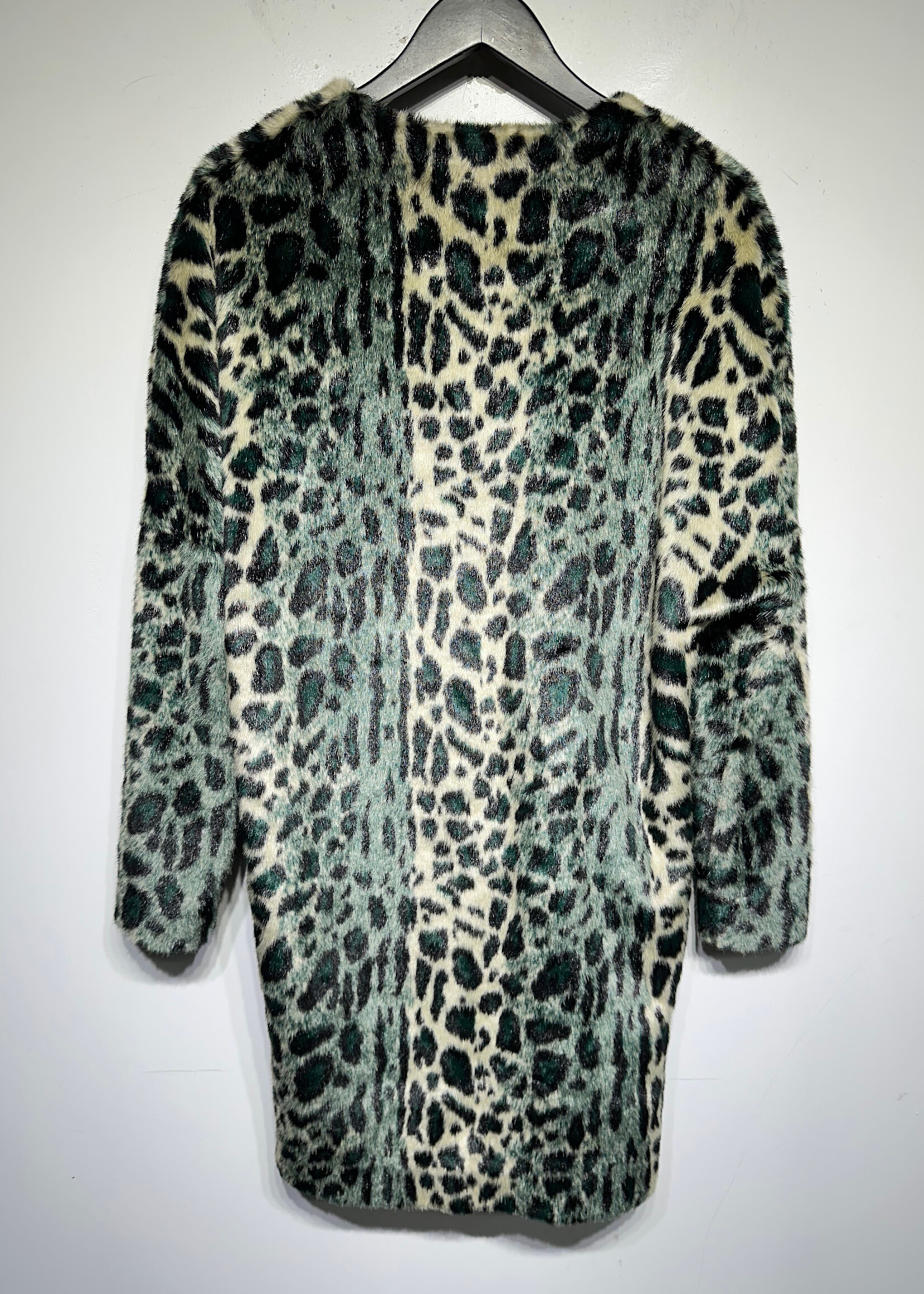 Maison Scotch Cheetah Print Faux Fur Coat XS