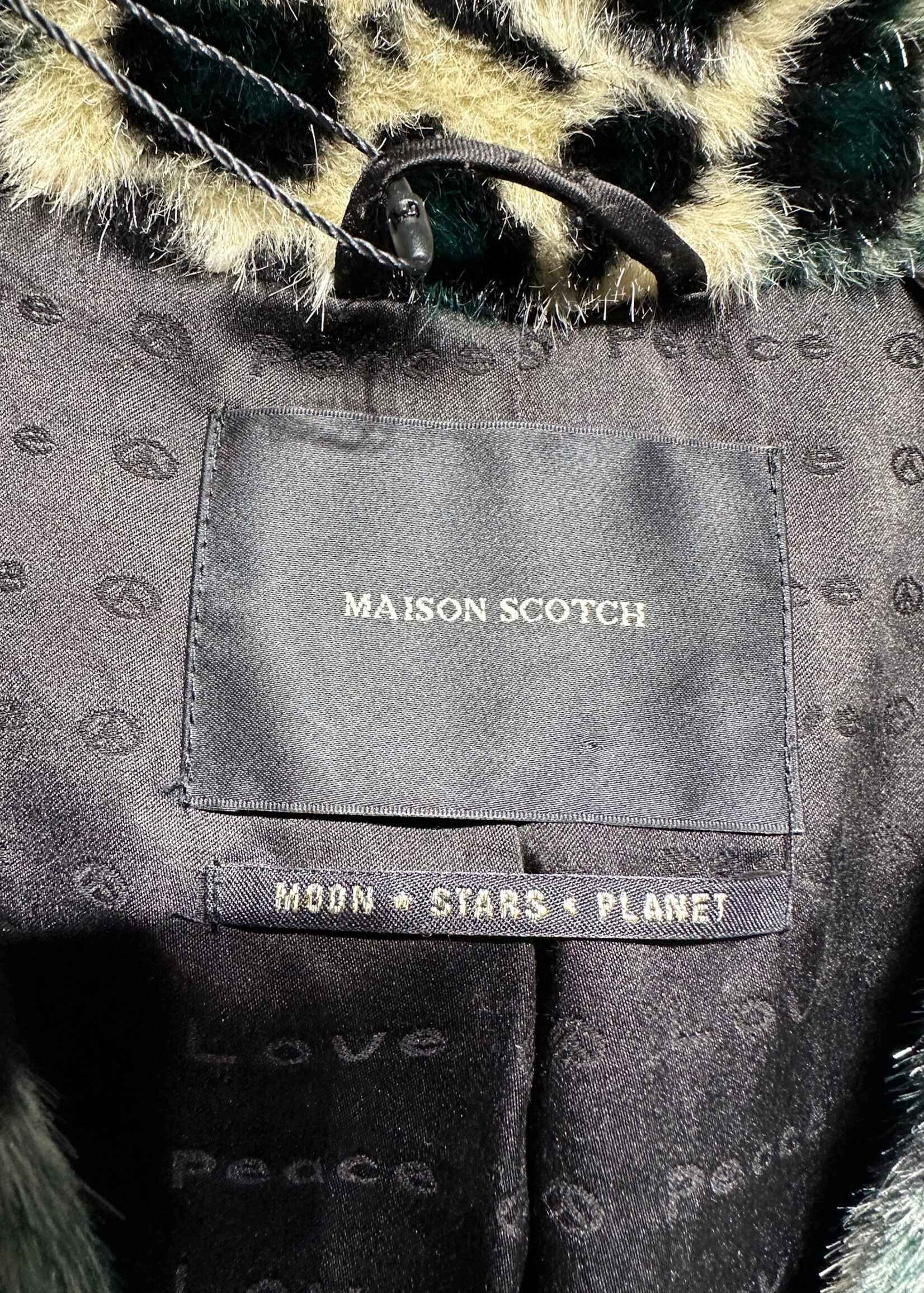 Maison Scotch Cheetah Print Faux Fur Coat XS