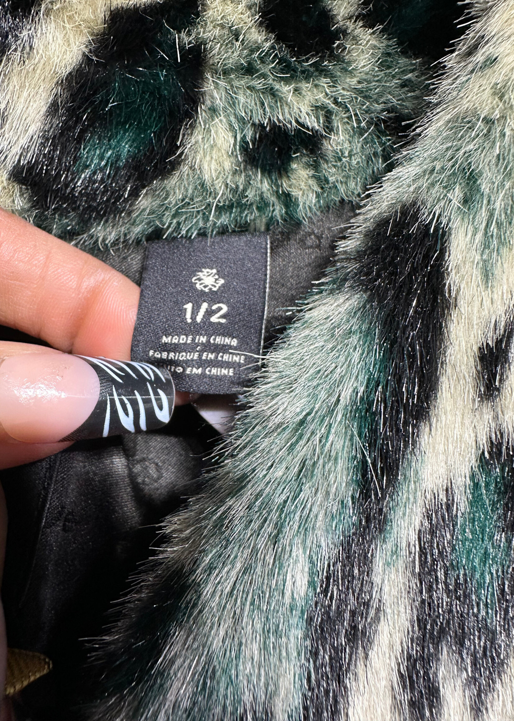 Maison Scotch Cheetah Print Faux Fur Coat XS