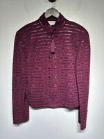 St John Maroon Sequin Blazer Fem L As Is