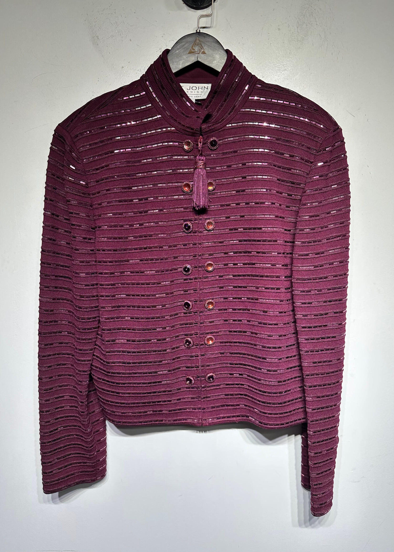 St John Maroon Sequin Blazer Fem L As Is