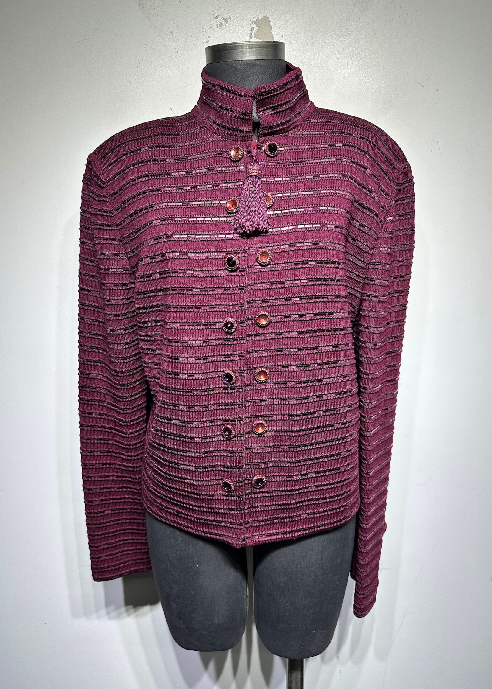 St John Maroon Sequin Blazer Fem L As Is