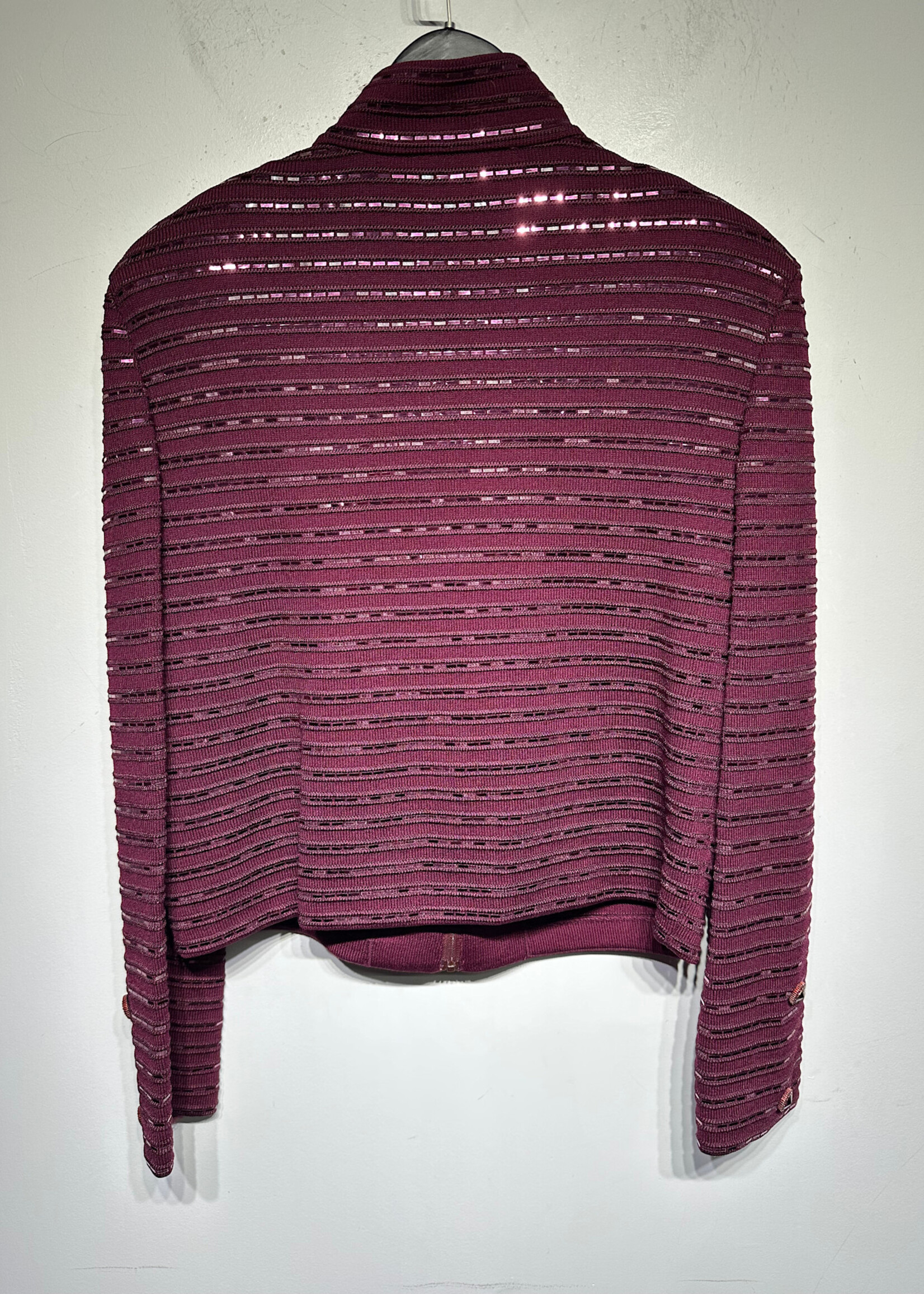 St John Maroon Sequin Blazer Fem L As Is