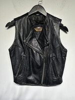 Harley Black Leather Zip Vest Fem S