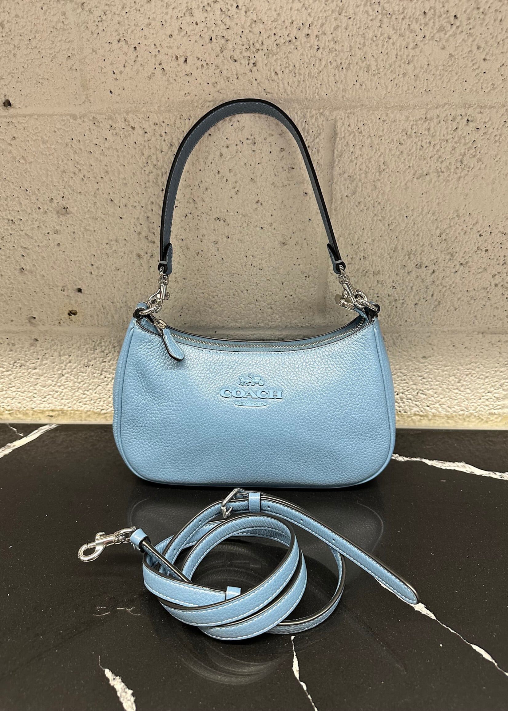 Coach Light Blue Leather Crossbody