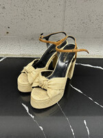 Saint Laurent Tan Wicker 'Franciane' Heels 38/8