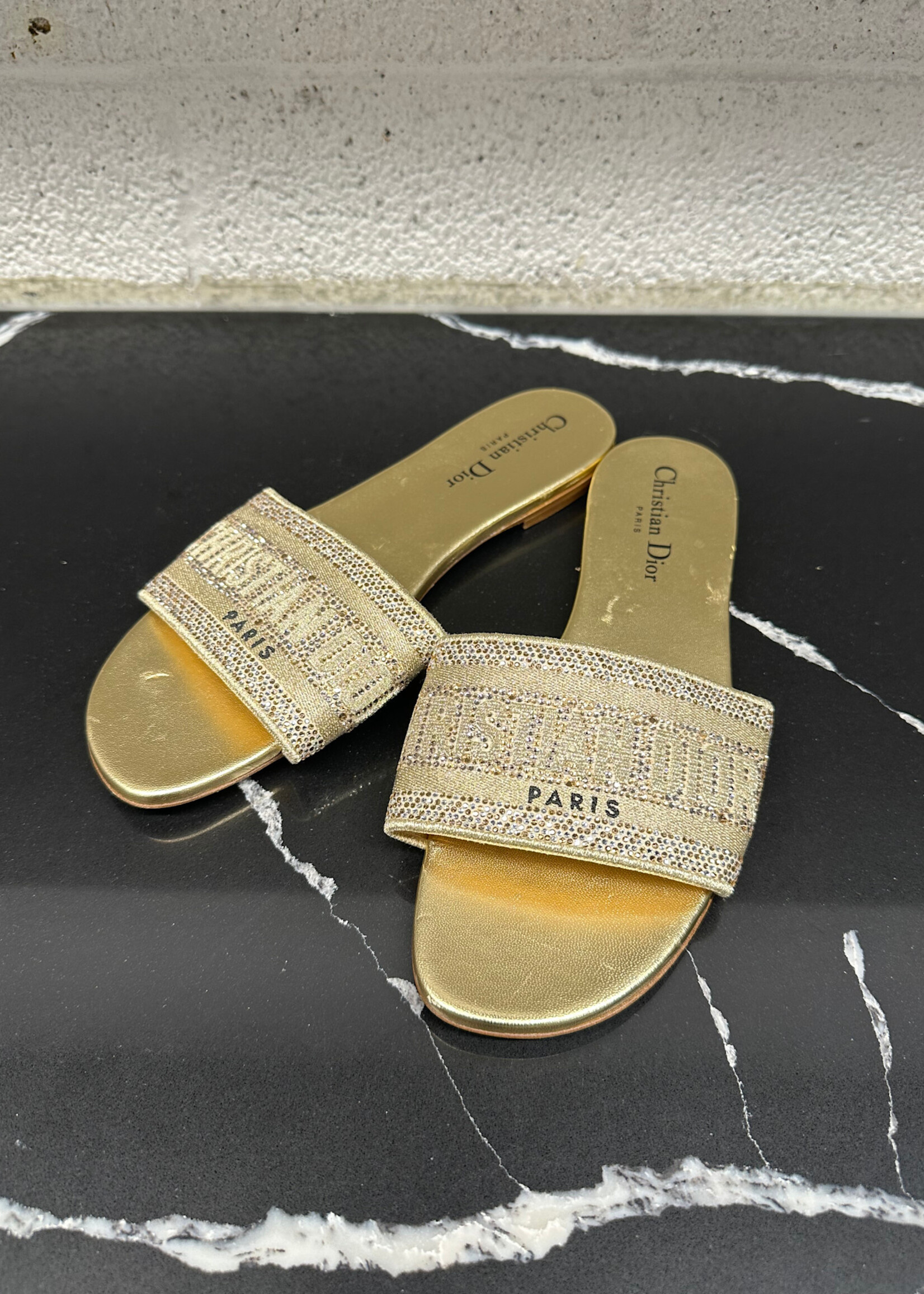 Dior Gold Crystal Flats 38/8