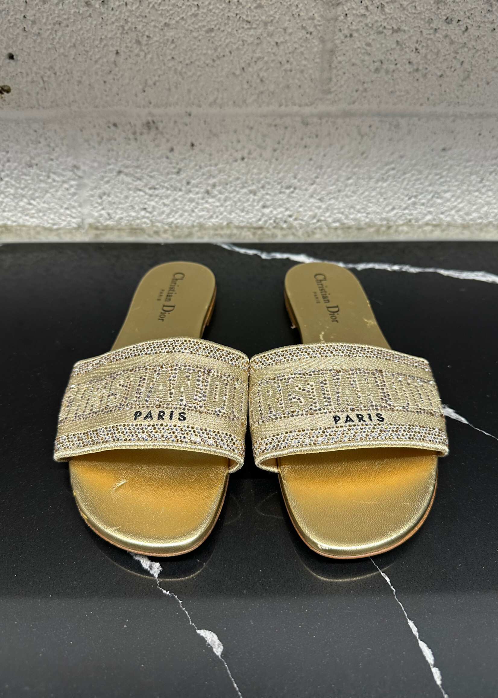 Dior Gold Crystal Flats 38/8
