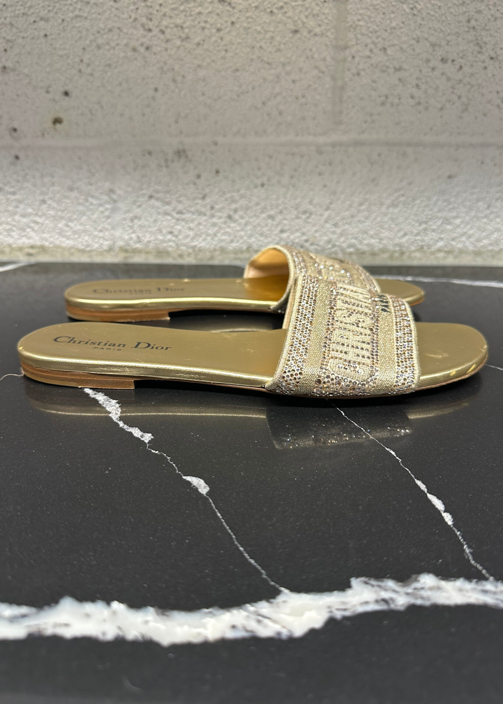 Dior Gold Crystal Flats 38/8