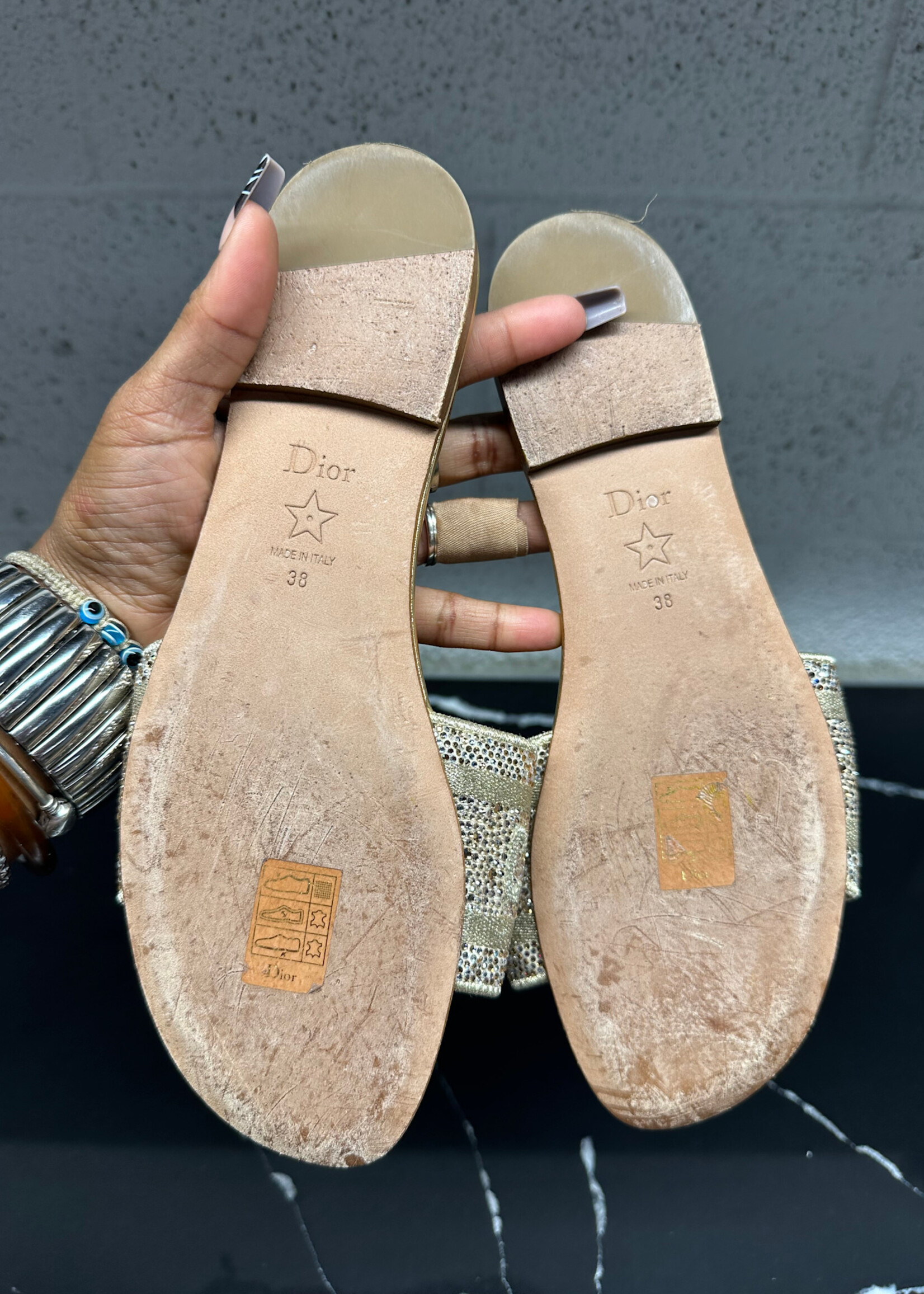 Dior Gold Crystal Flats 38/8
