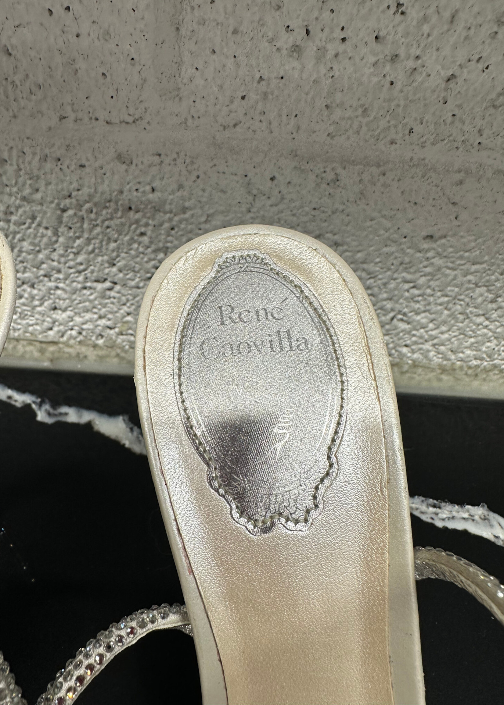 Rene Caovilla Silver Rhinestone Heels 38.5/8