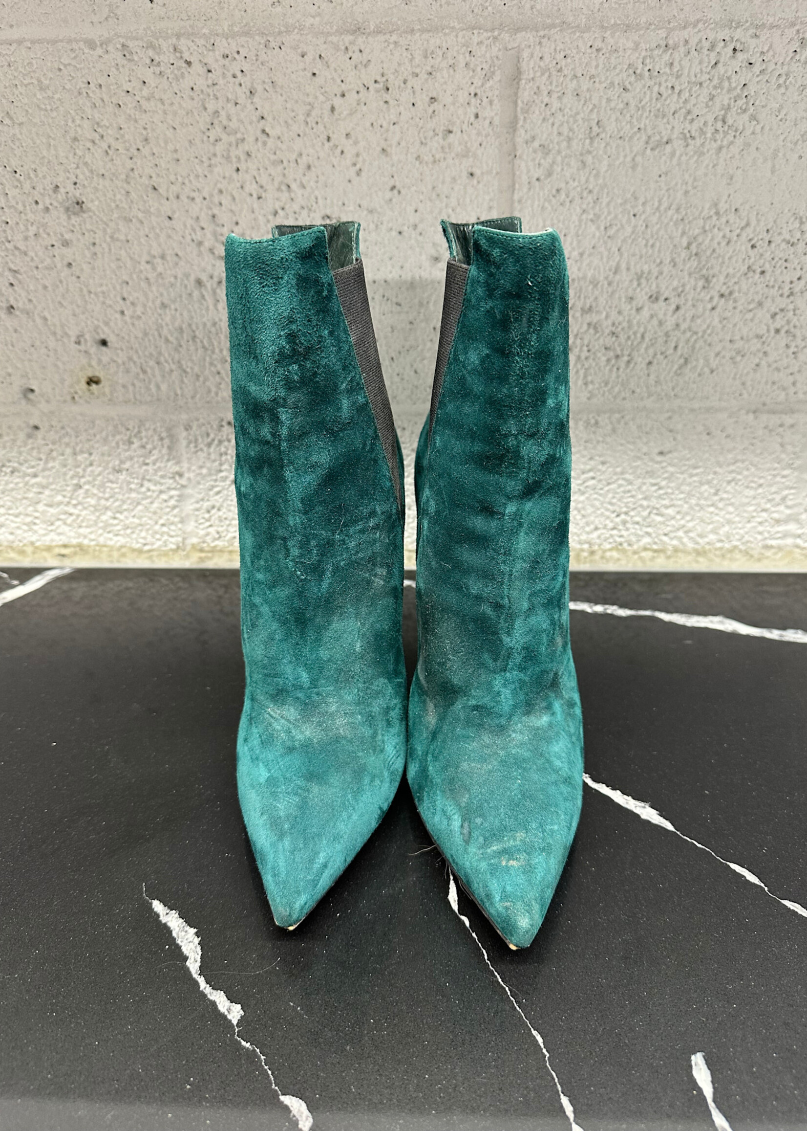 Louboutin Dark Green Suede Chelsea Booties 38.5/8