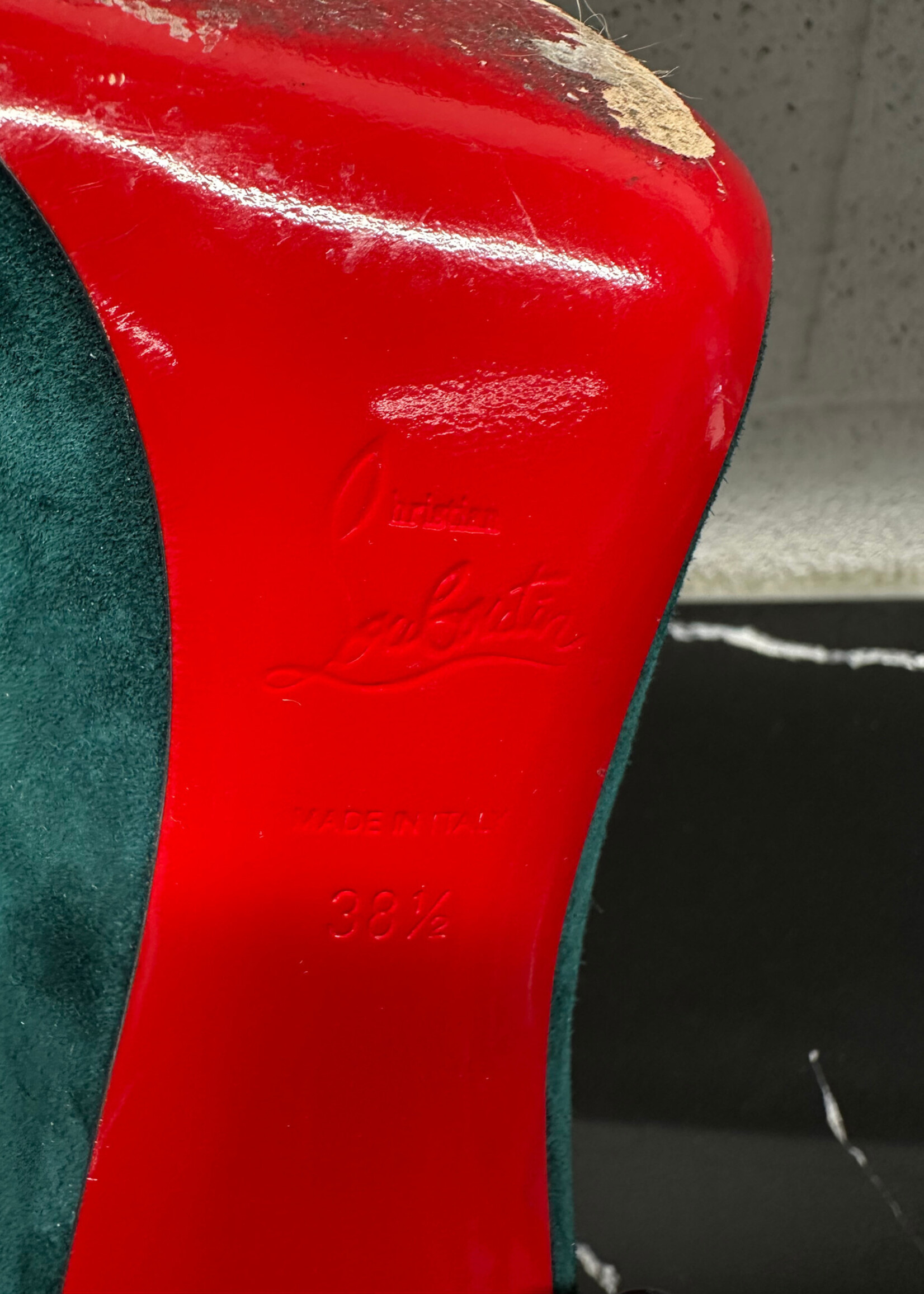 Louboutin Dark Green Suede Chelsea Booties 38.5/8