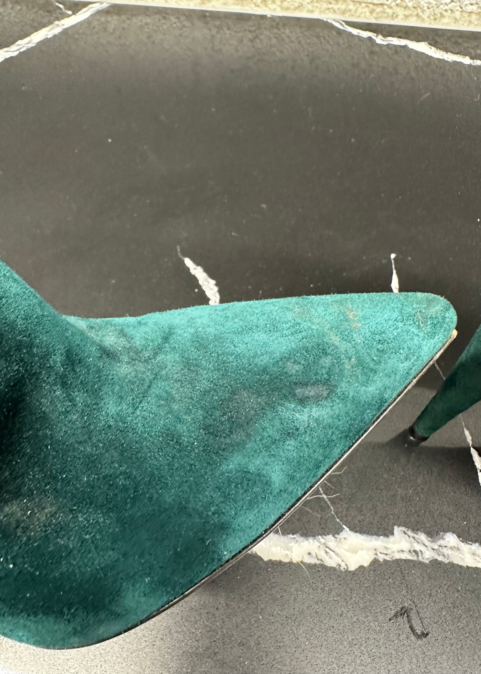 Louboutin Dark Green Suede Chelsea Booties 38.5/8
