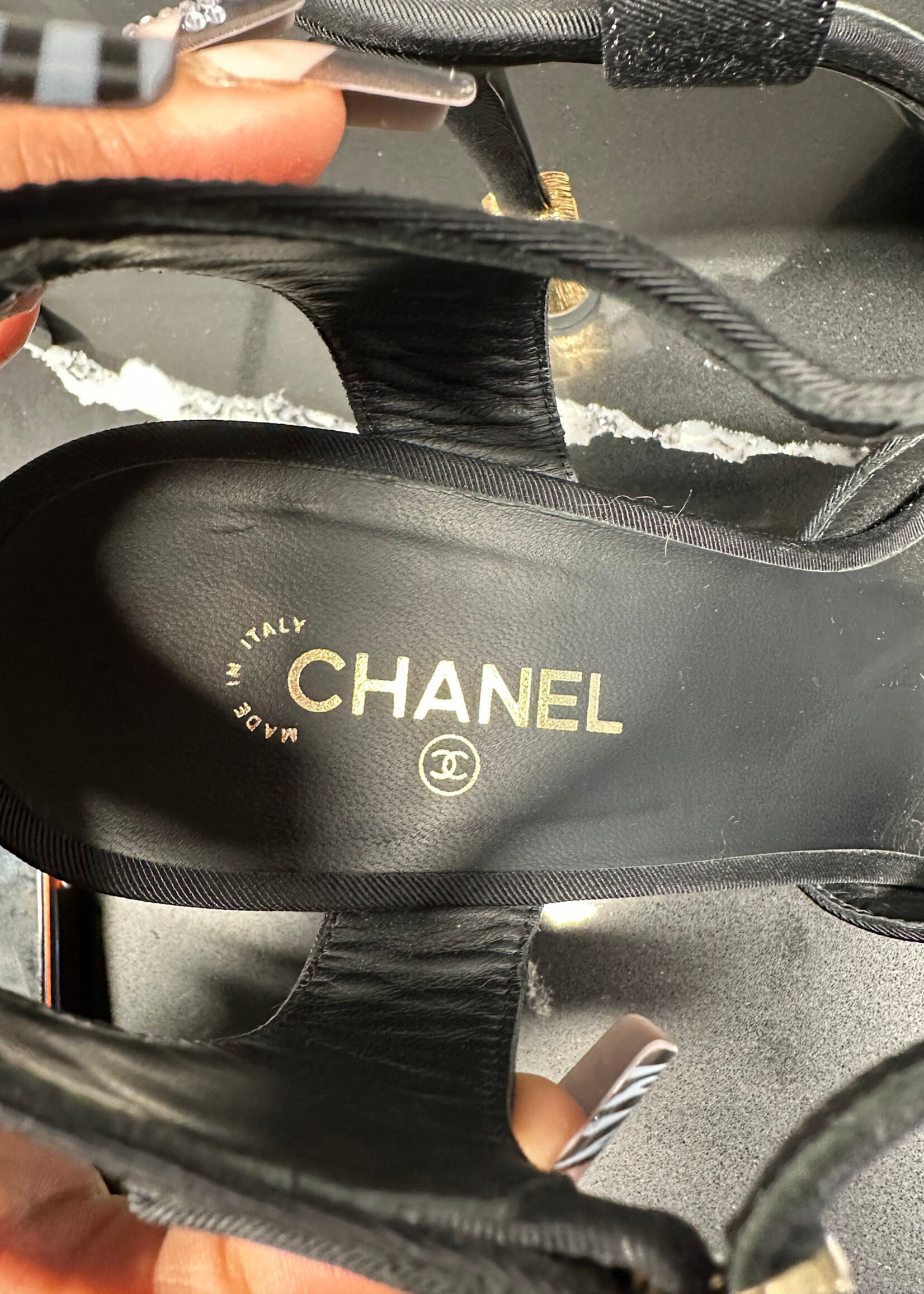 Chanel Black CC Stiletto Black Heels 38.5/8