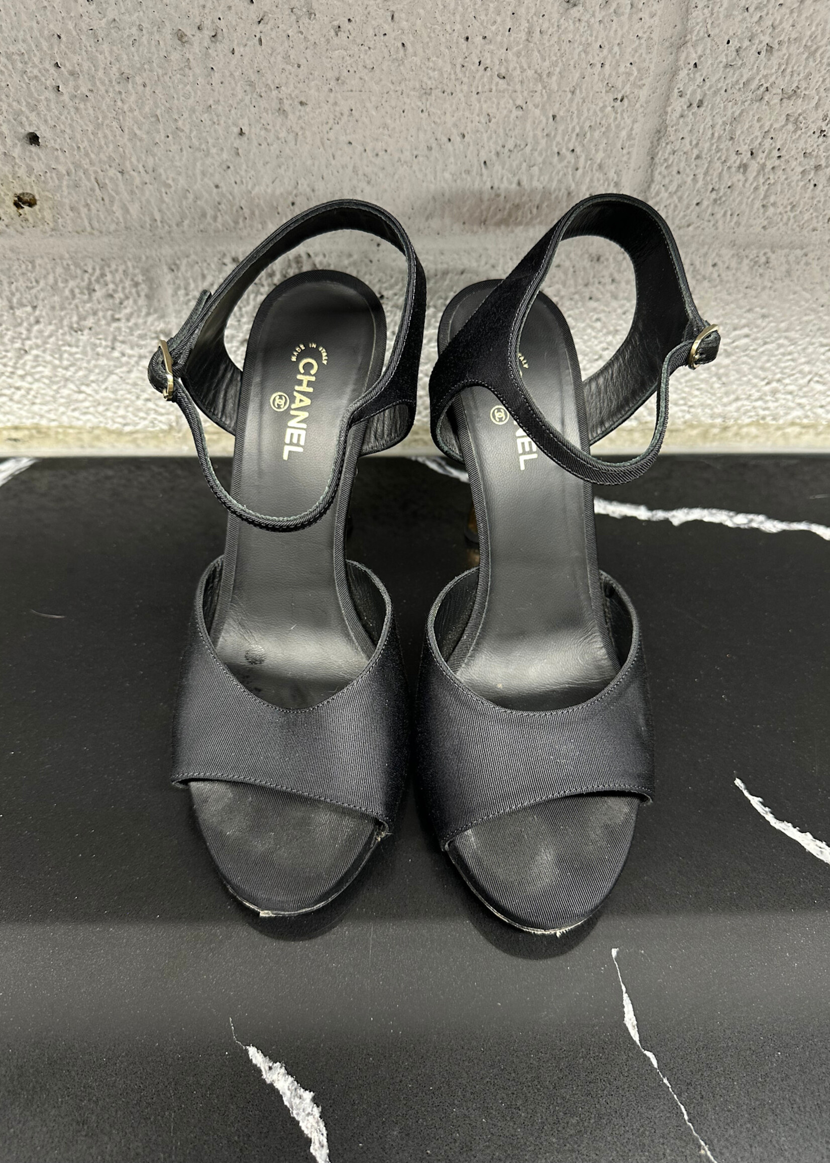 Chanel Black CC Stiletto Black Heels 38.5/8