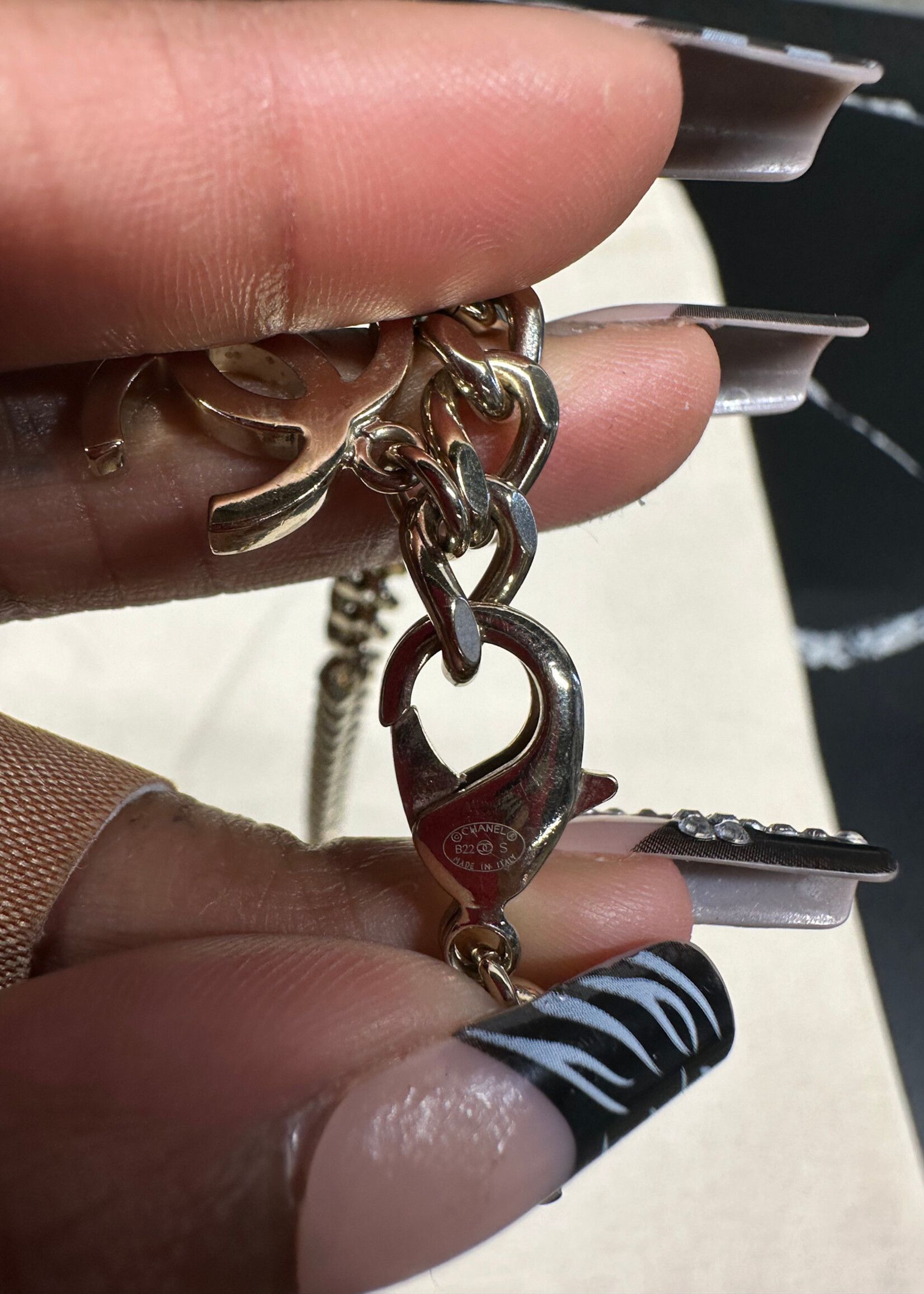Chanel 2022 Gold/White CC Link Necklace