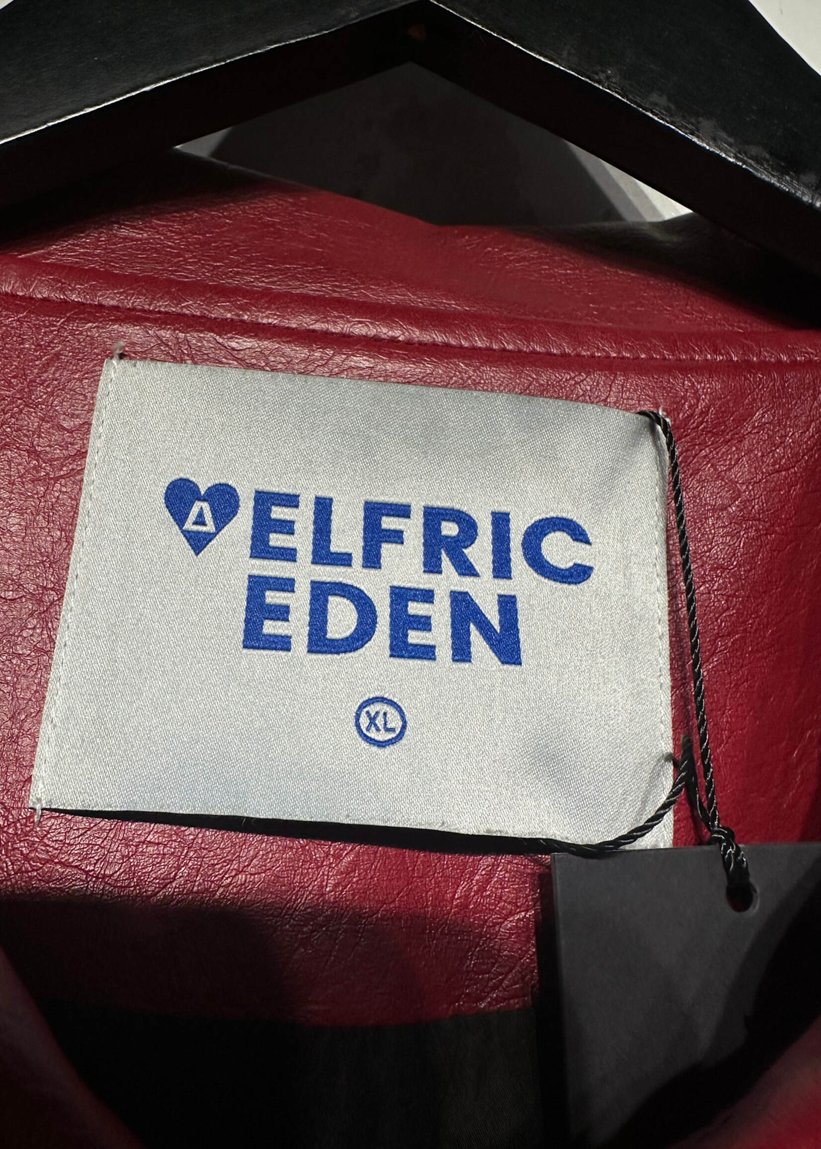 Elfric Eden Red Faux Leather Jacket Masc XL