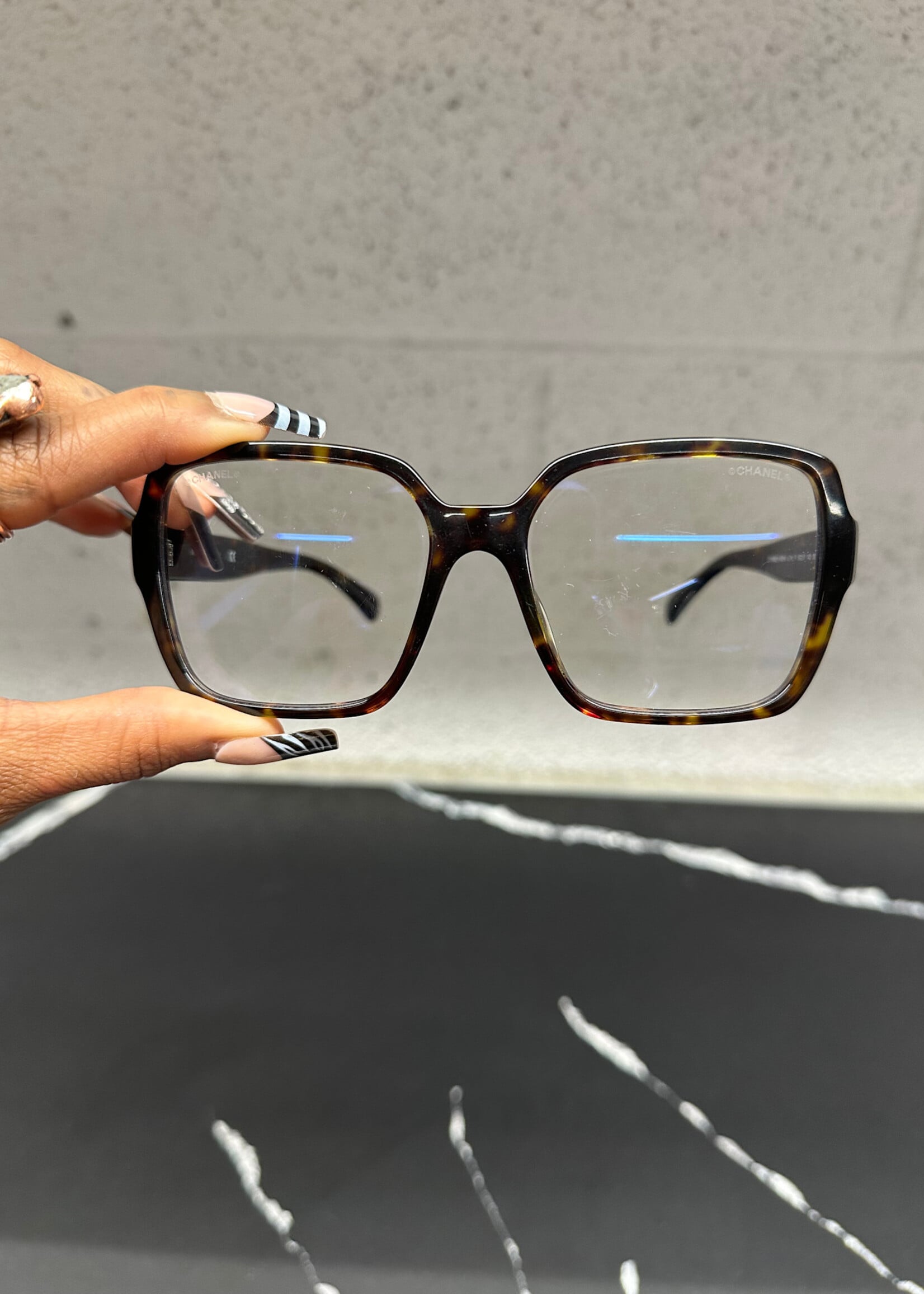 Chanel Turtle Shell Wide Glasses W Case