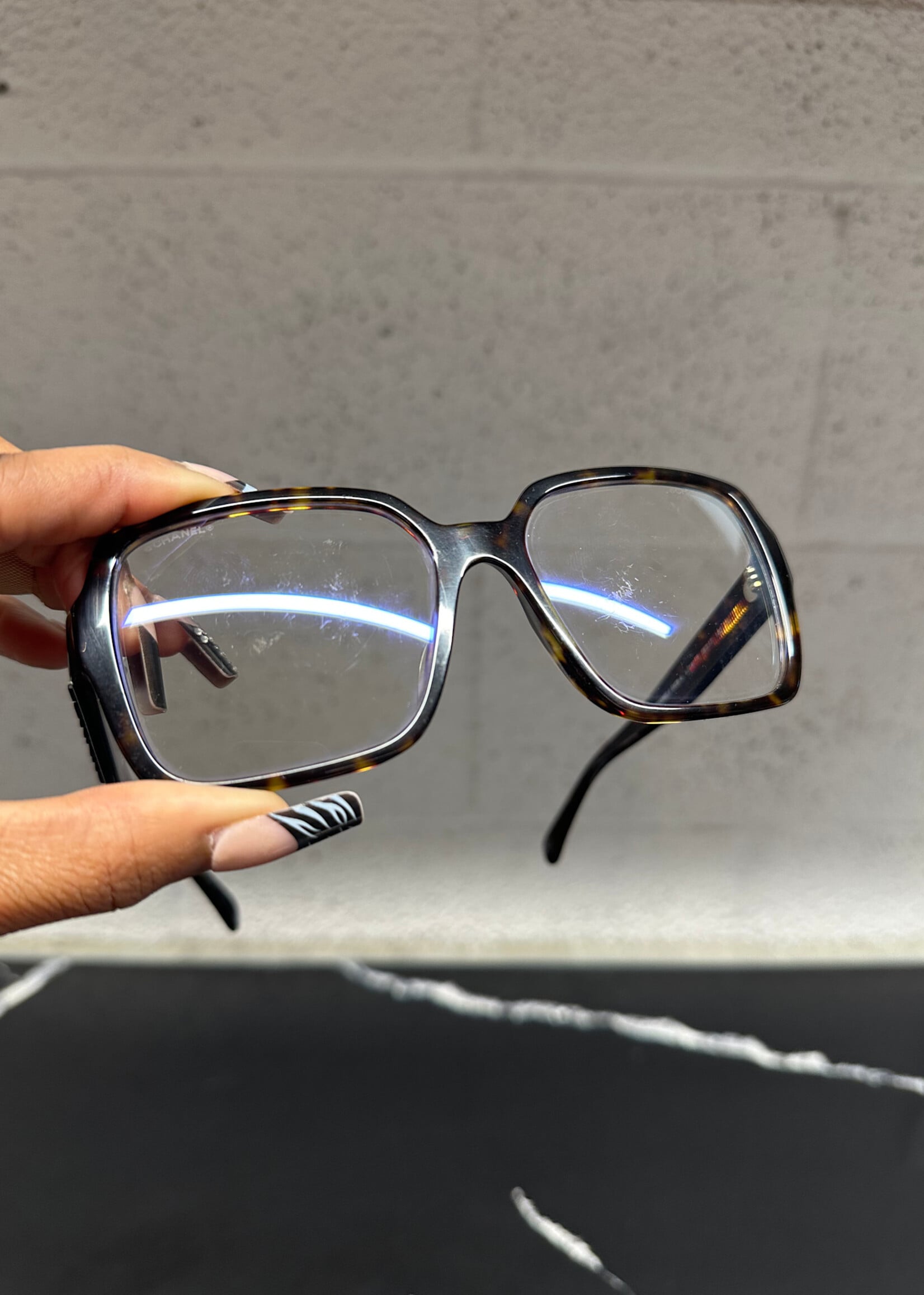 Chanel Turtle Shell Wide Glasses W Case
