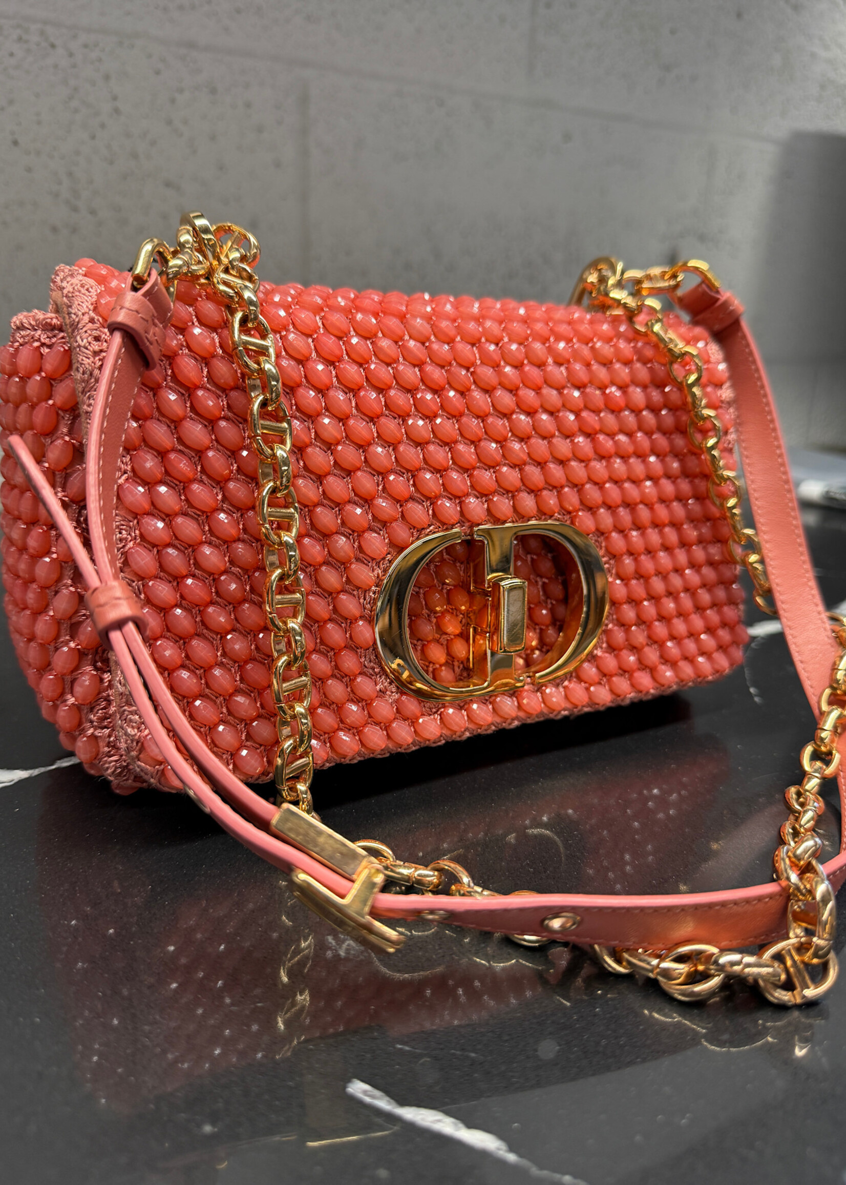 Dior Caro Pink Beaded Crossbody