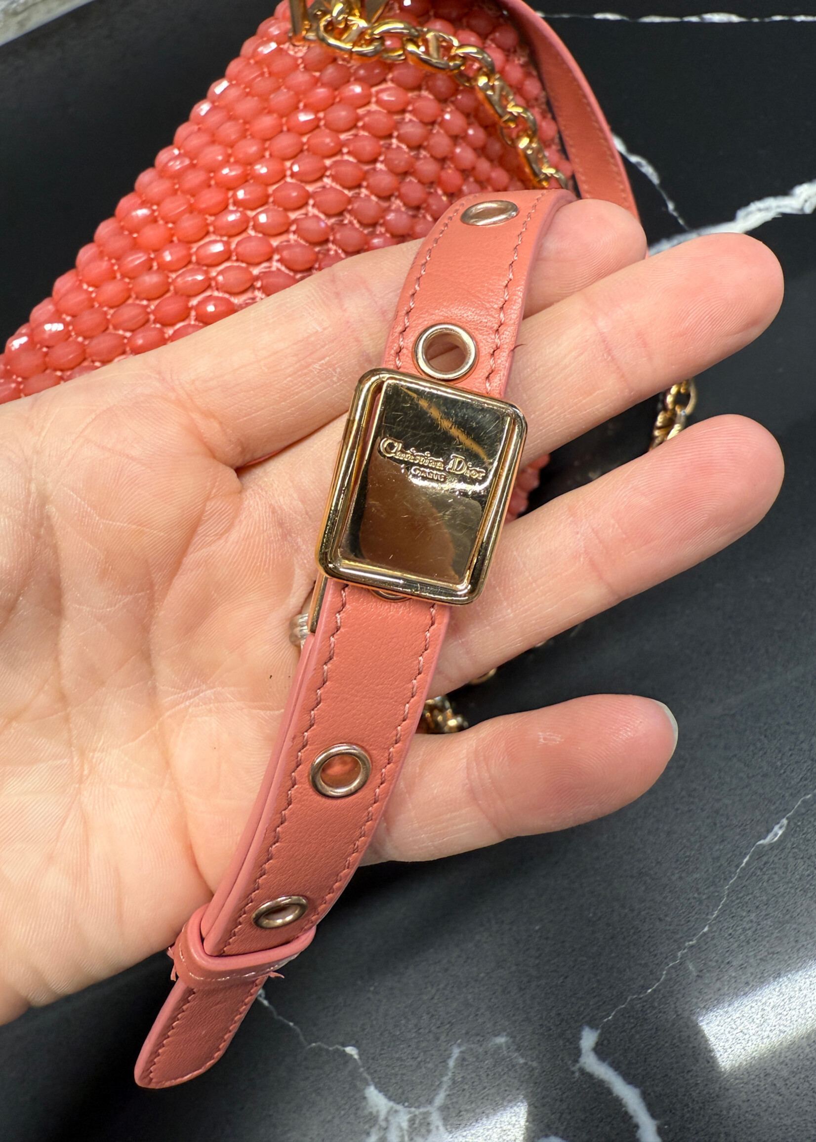 Dior Caro Pink Beaded Crossbody
