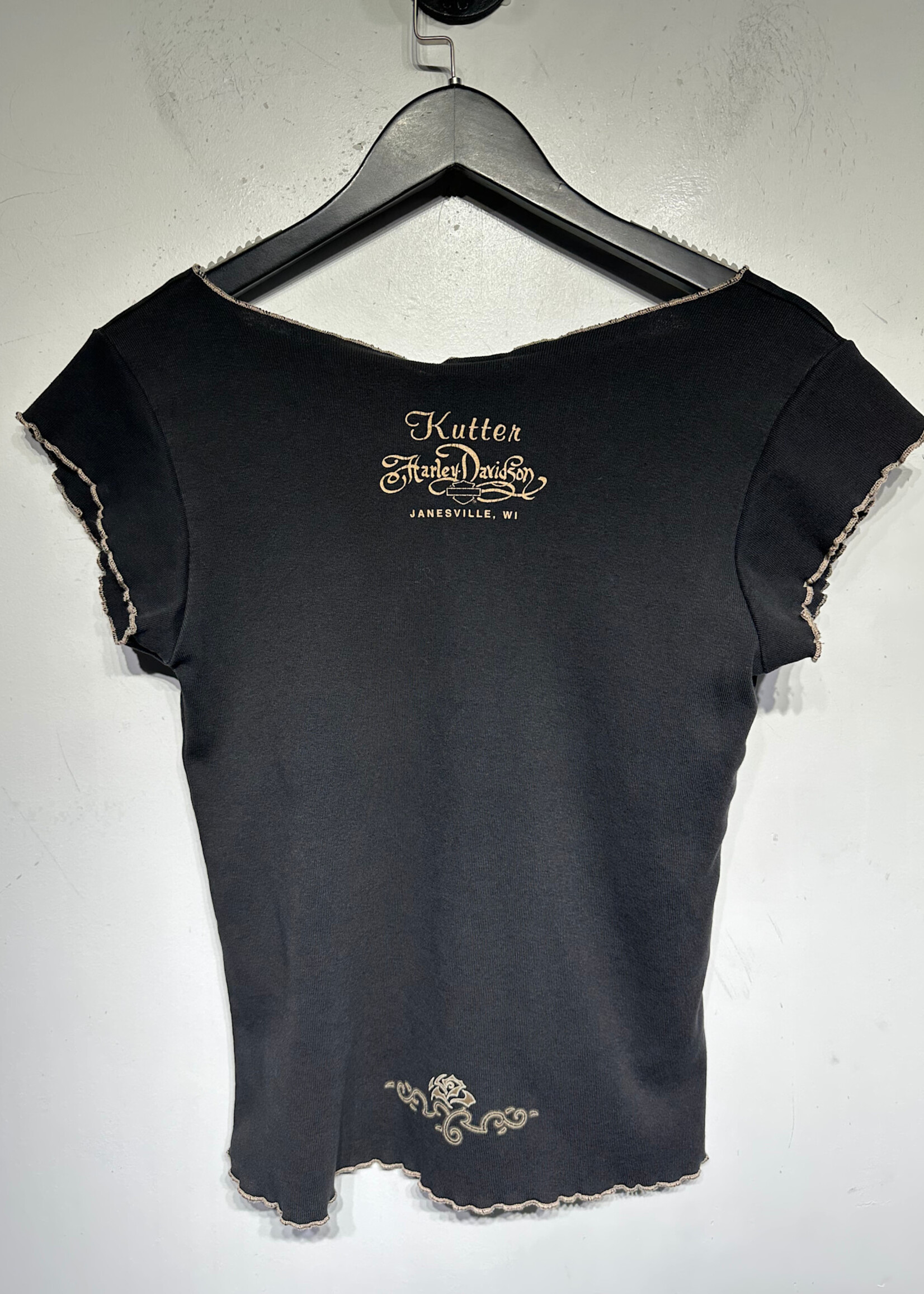 Harley Y2K Kutter Beige Black Trim Top M