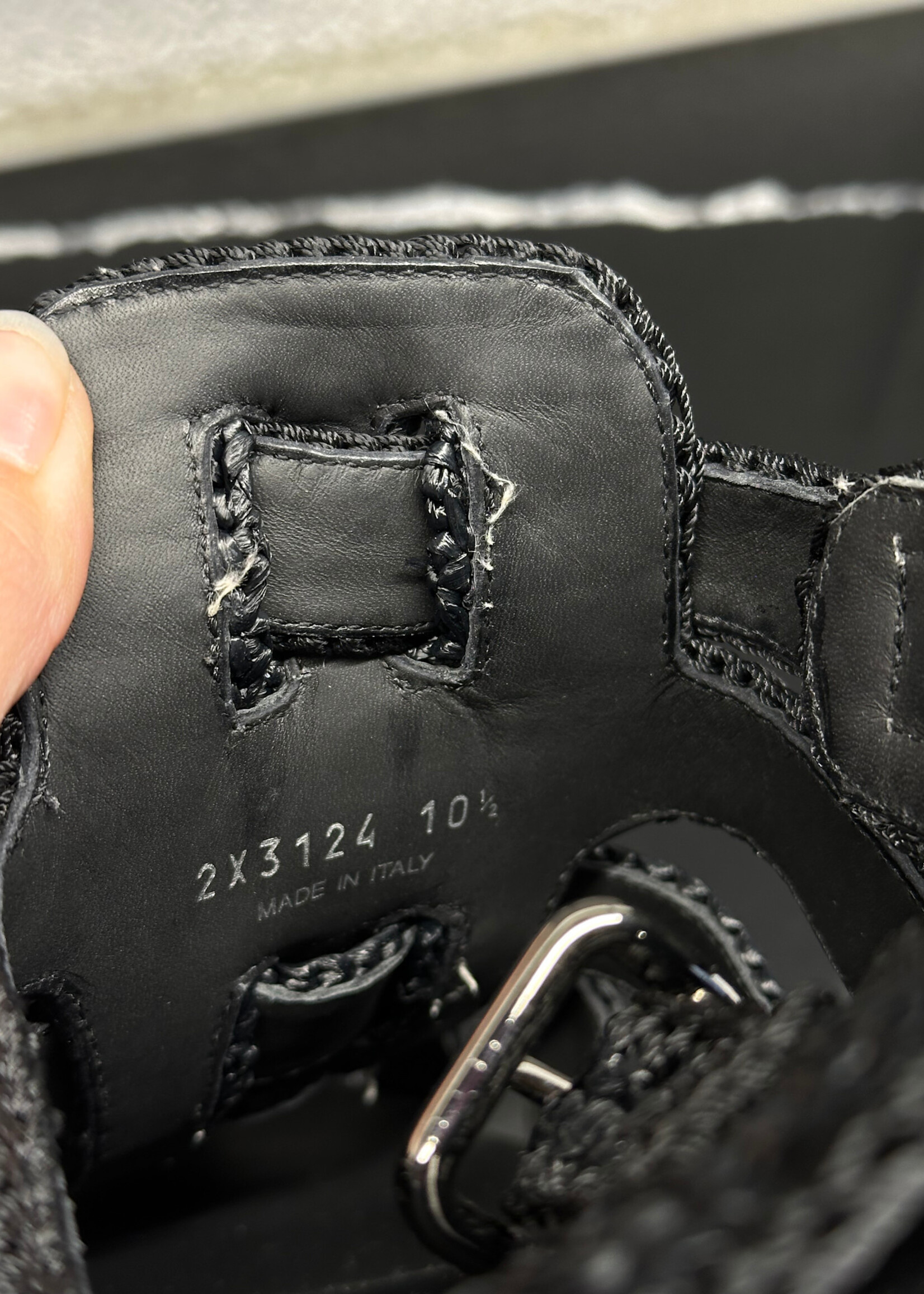 Prada Monolith Black Woven Sandals 10.5