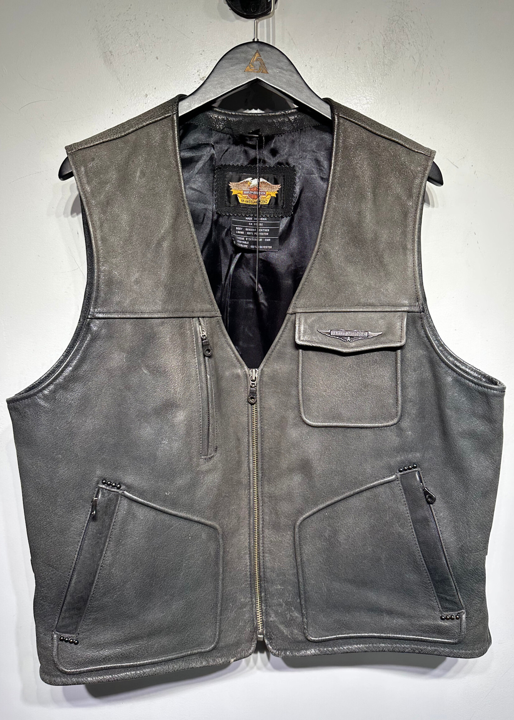 Harley Davidson Faded Black Embossed Vest Masc XL