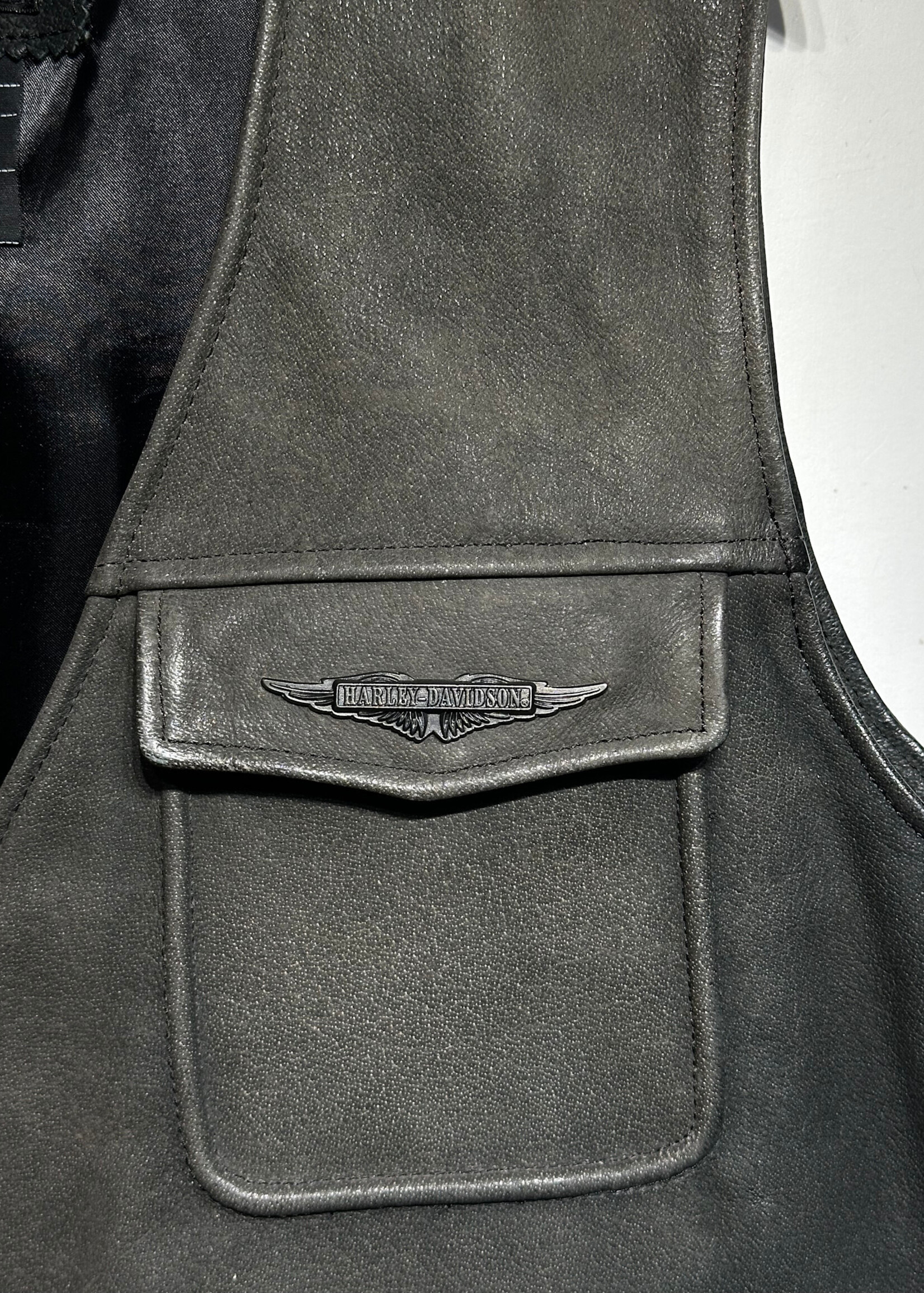 Harley Davidson Faded Black Embossed Vest Masc XL