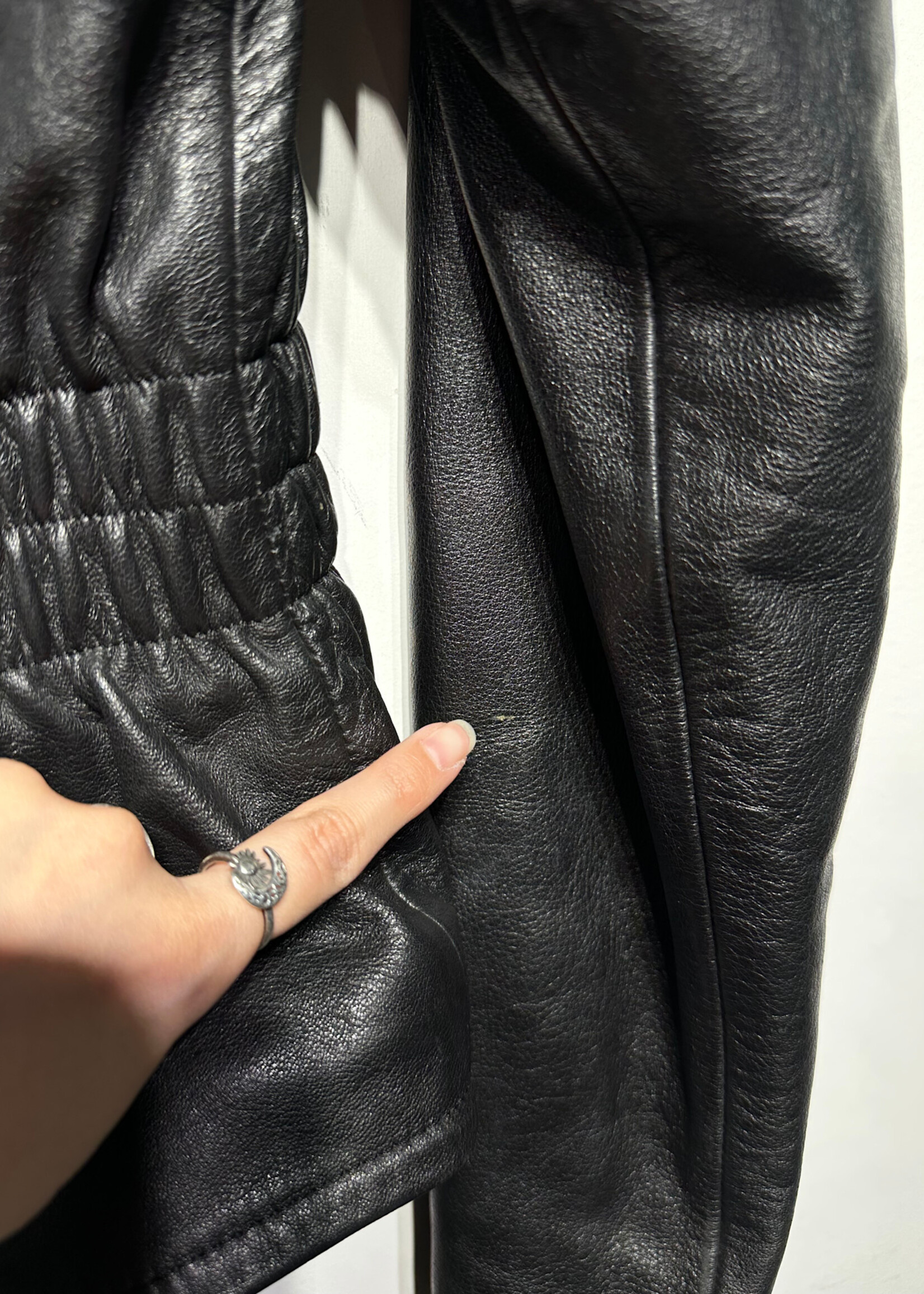 Harley Davidson Back Wing Logo Leather Jacket Fem M