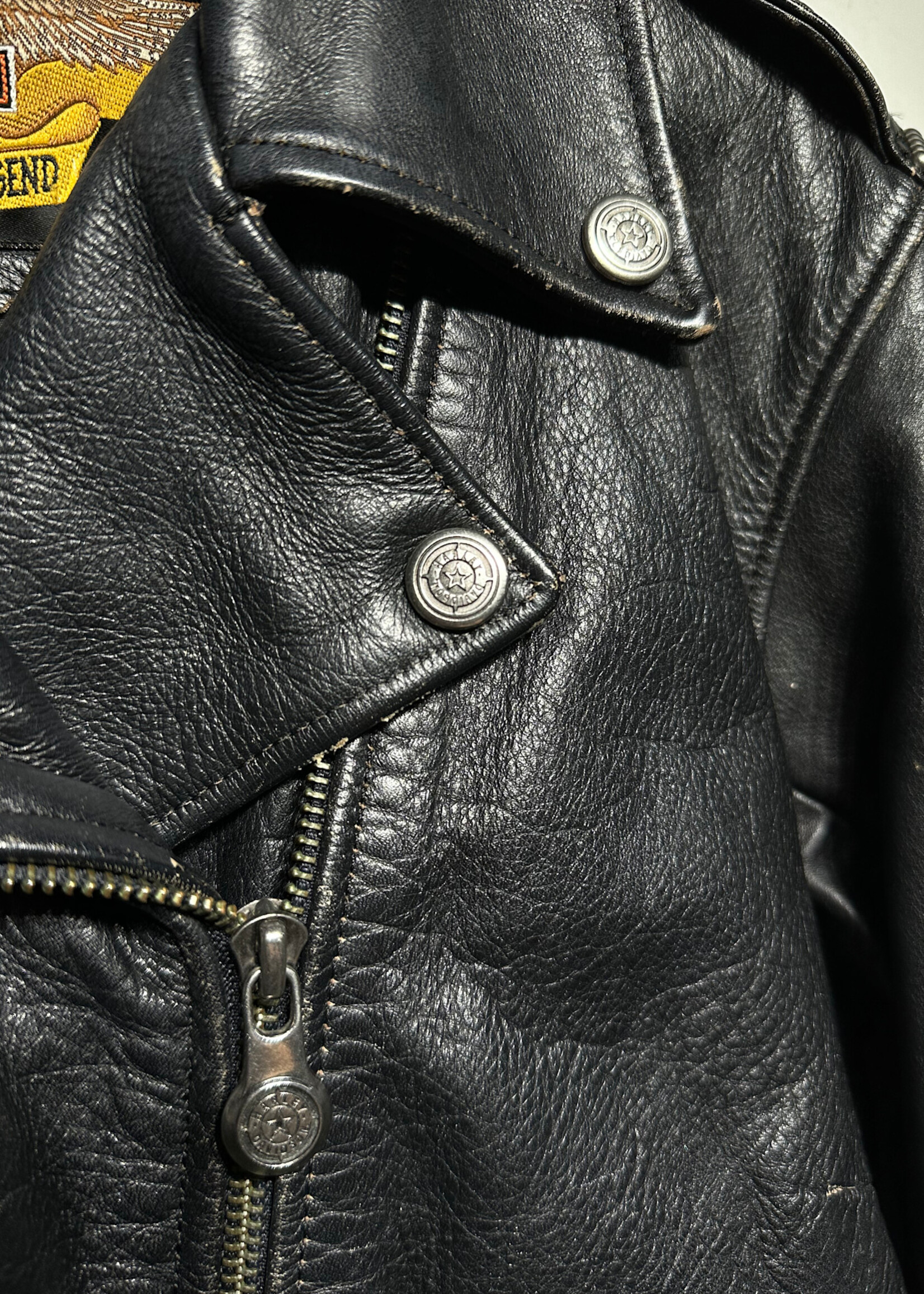 Harley Studded Leather Jacket w Back Patch Fem M