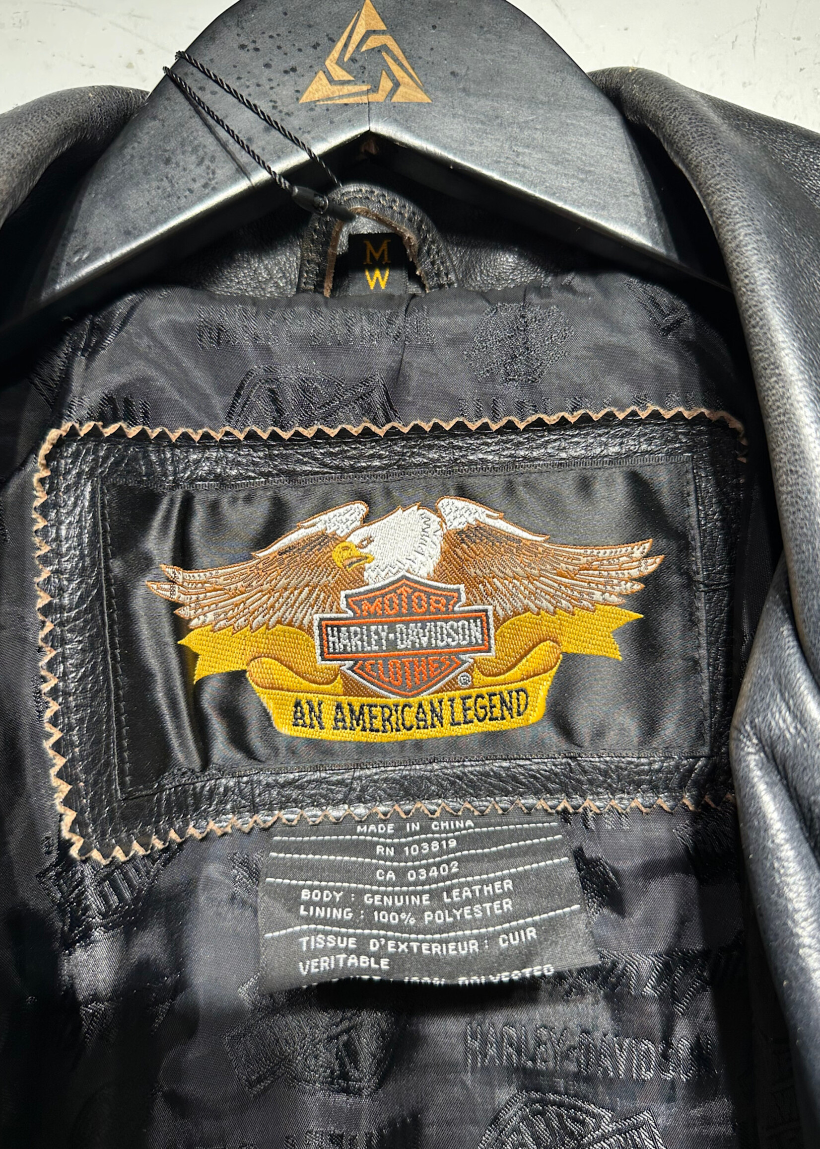 Harley Studded Leather Jacket w Back Patch Fem M