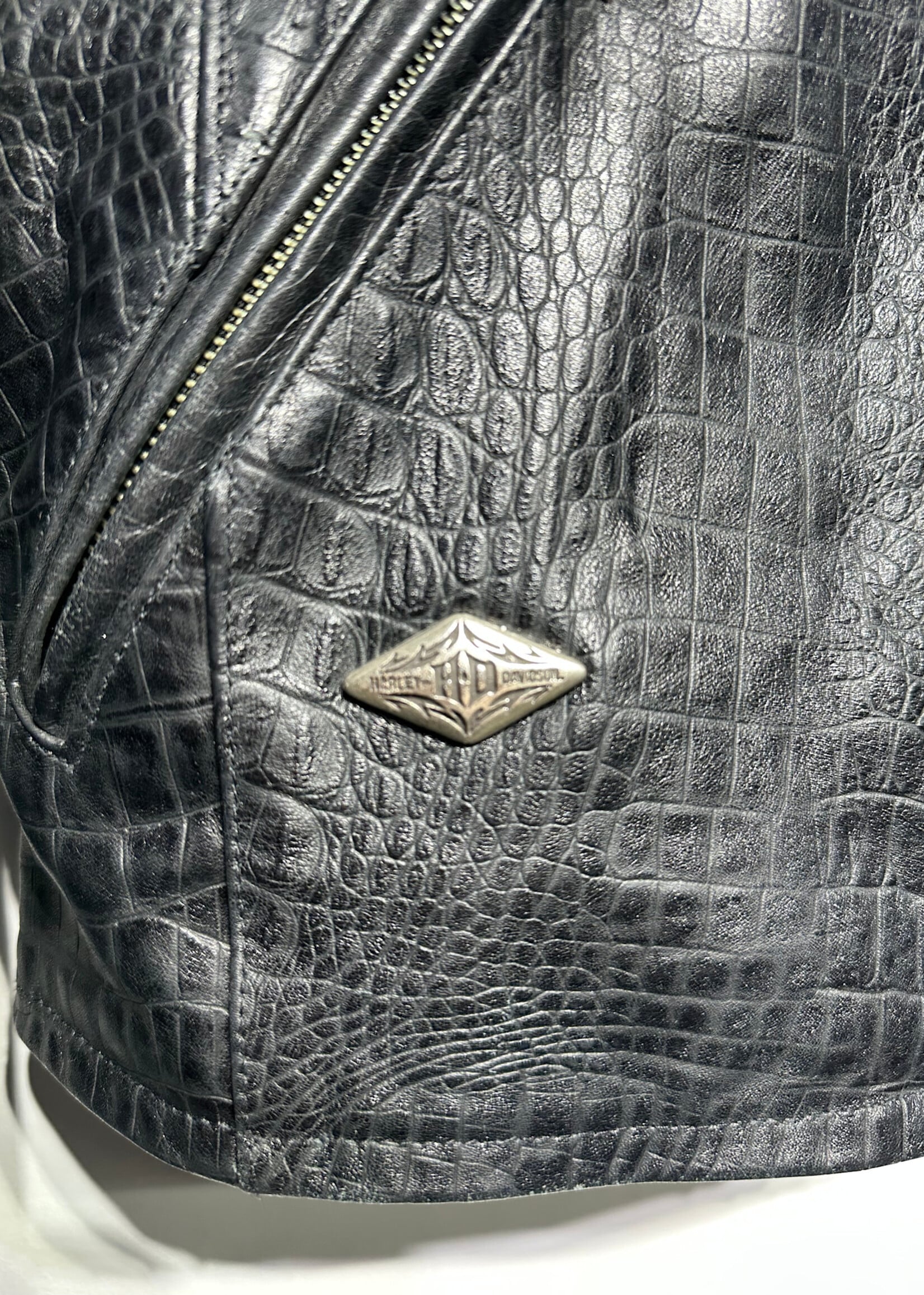 Harley Davidson Croc Skin Style Leather Jacket Fem S
