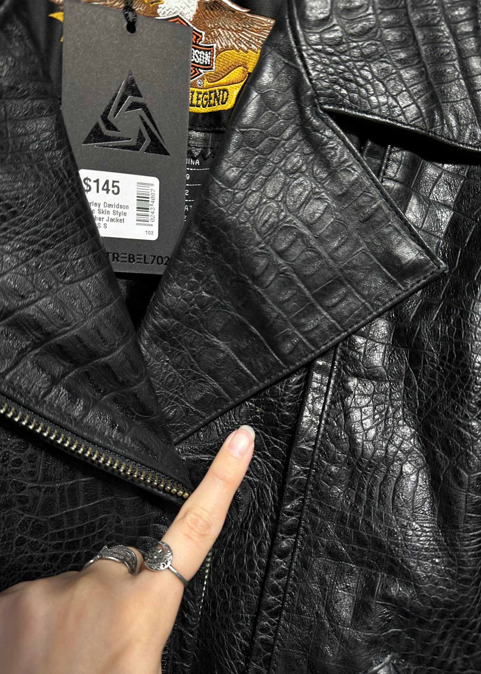 Harley Davidson Croc Skin Style Leather Jacket Fem S