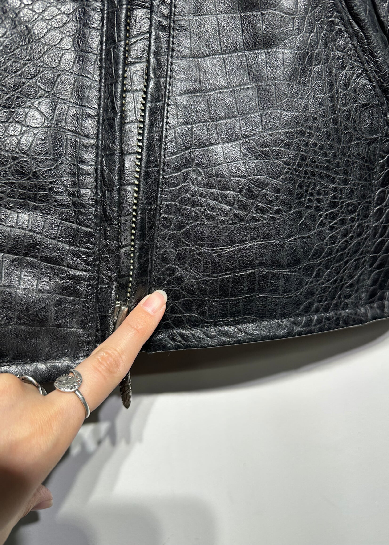 Harley Davidson Croc Skin Style Leather Jacket Fem S