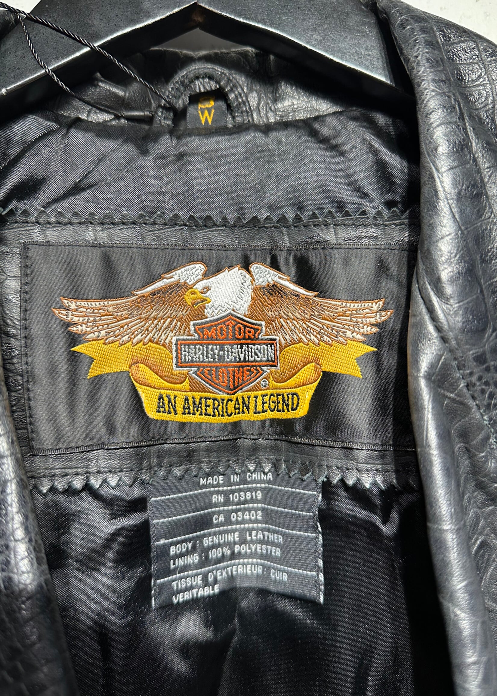 Harley Davidson Croc Skin Style Leather Jacket Fem S